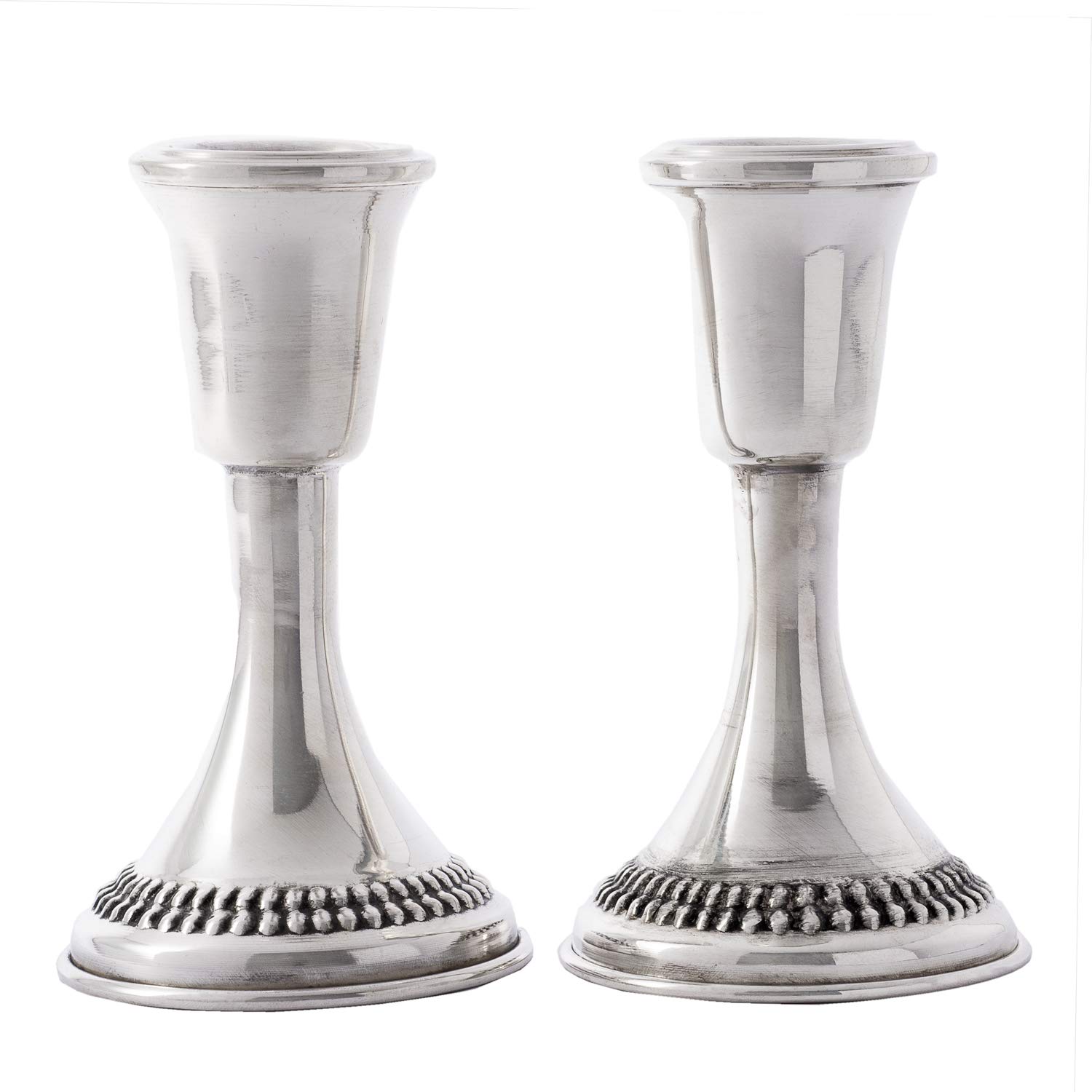 Elegant Tall Sterling Silver Candlesticks - Classic Judaica Candle Holders for Shabbat & Jewish Weddings - Traditional Design for Home Decor & Gift Giving