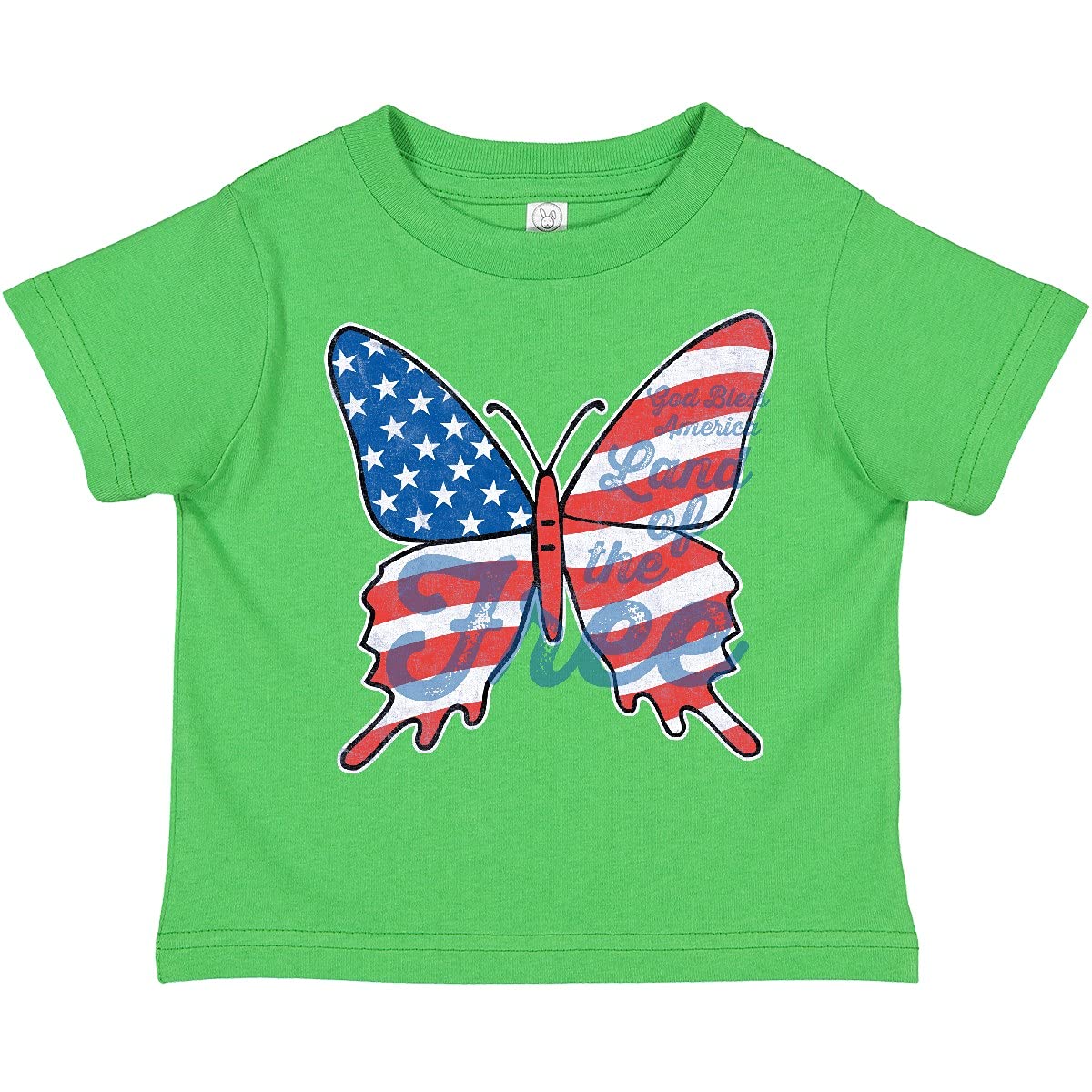 Inktastic Patriotic Butterfly Toddler T-Shirt - Cute American Flag Butterfly Design for Kids - Perfect for 4th of July, Memorial Day & Summer Outfits