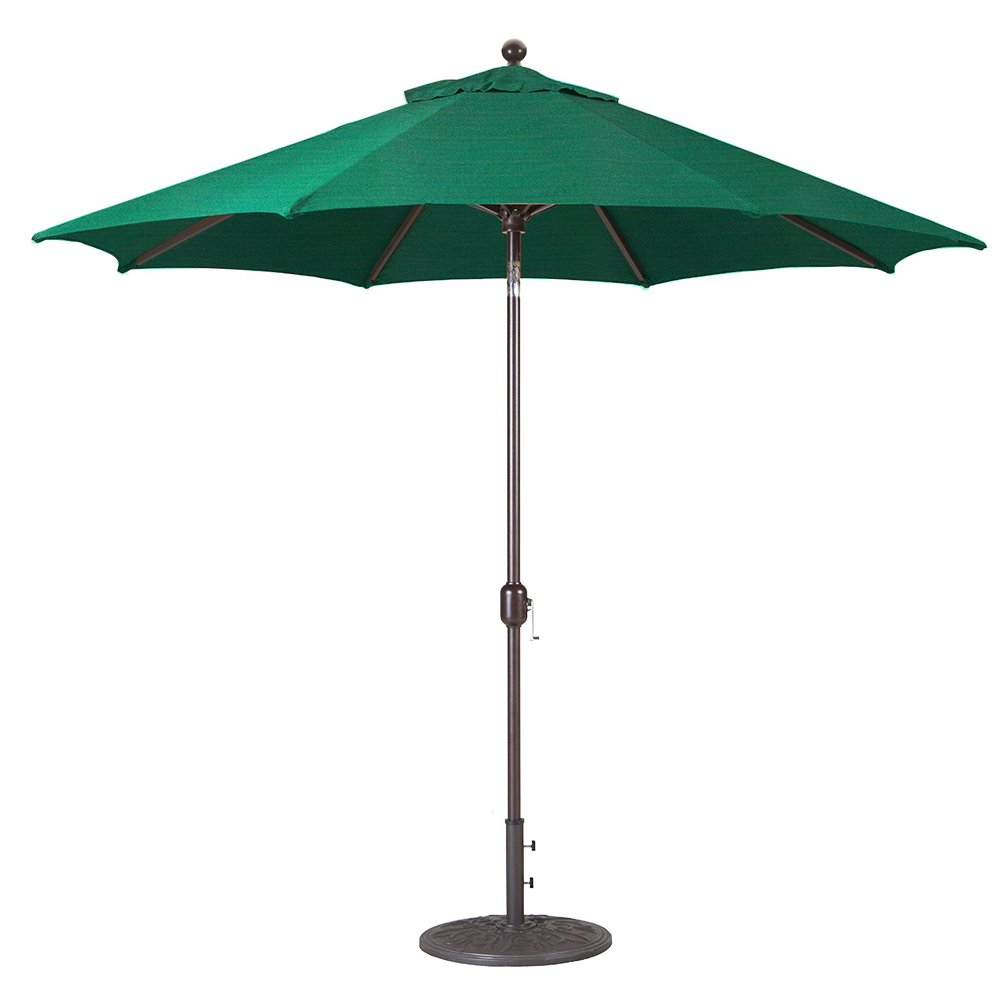 Premium 9ft Auto Tilt Patio Umbrella - Heavy Duty Bronze Frame with Sunbrella Fabric - Perfect for Outdoor Pool, Deck, Backyard & Garden - Durable Octagon Shade Canopy (Forest Green) - Ideal for Lounging, Dining & Outdoor Entertaining