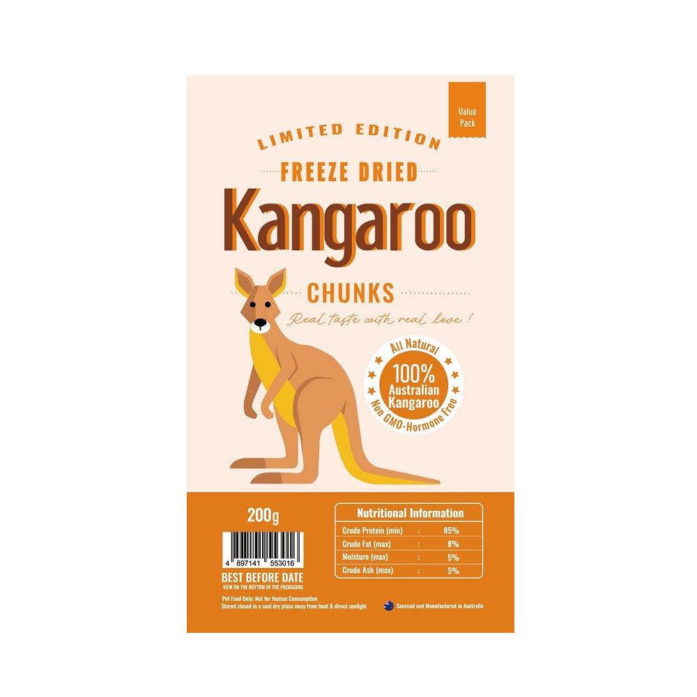 Premium Freeze Dried Kangaroo Dog & Cat Treats - Grain-Free, High-Protein Limited Edition Snacks for Training & Rewarding Pets