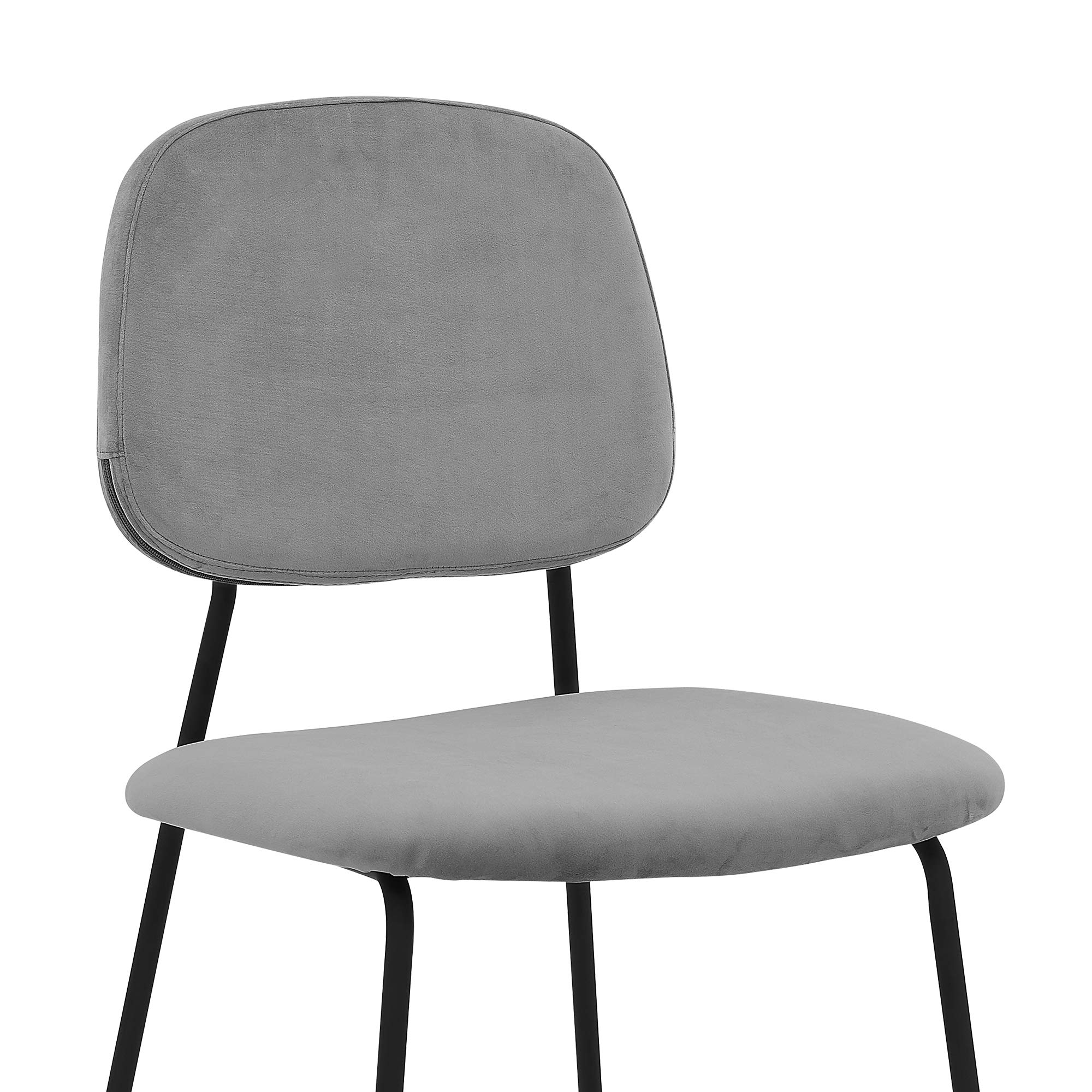 Armen Living Lucy Modern Dining Room Chairs Set of 2 - Grey Velvet Upholstered Side Chairs for Kitchen, Dining Table, Breakfast Nook & Home Decor