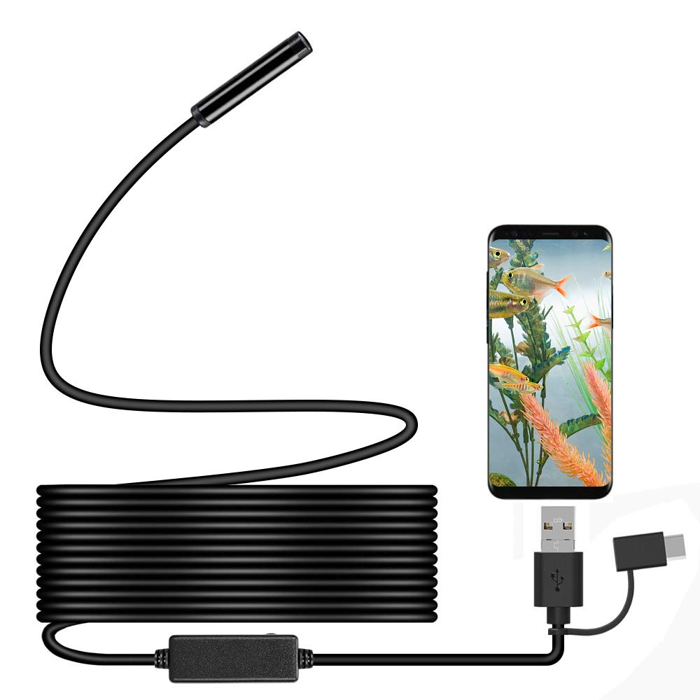 IHONG IH USB 5M-001 HD Video Endoscope Inspection Camera with 6 Adjustable LED Lights & Waterproof Cable - Perfect for Plumbing, Automotive Repair, and Home Inspection