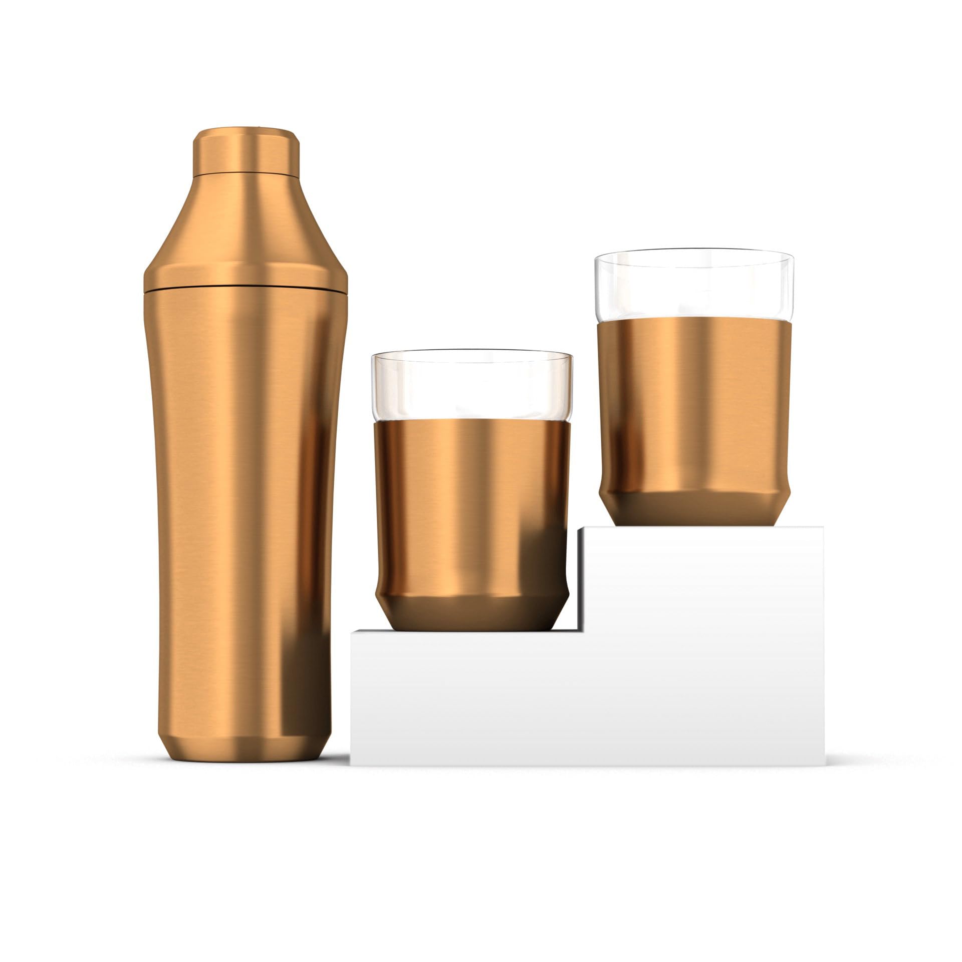 Premium Stainless Steel & Copper Hybrid Cocktail Shaker Set with Removable Glass Insert - Professional Bar Mixing Tool for Home Bartending, Parties & Cocktail Making