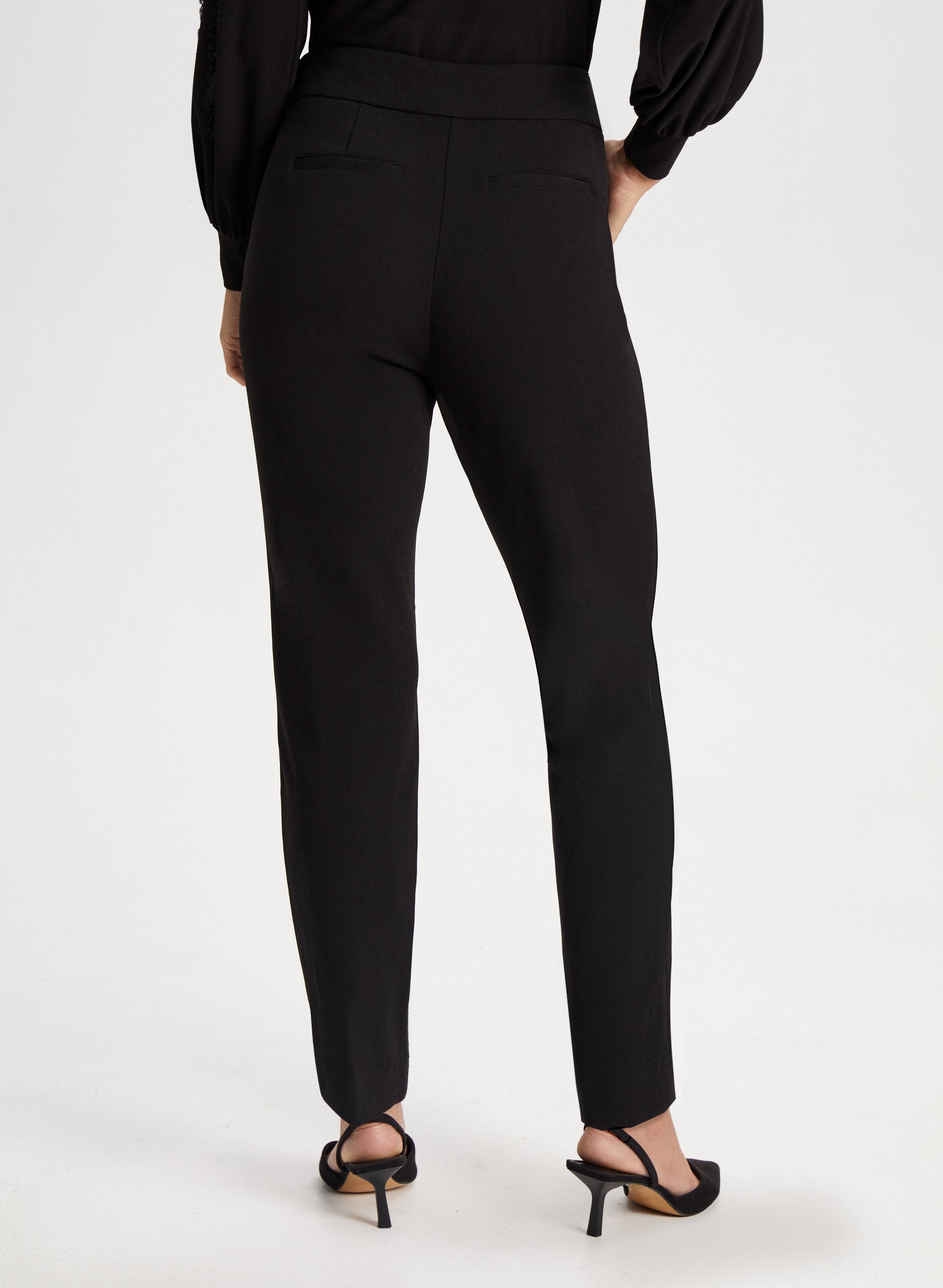 City Fit Button Detail Pants for Women - High Waisted Slim Trousers with Stretch for Work & Casual Wear | Office, Travel & Everyday Outfits
