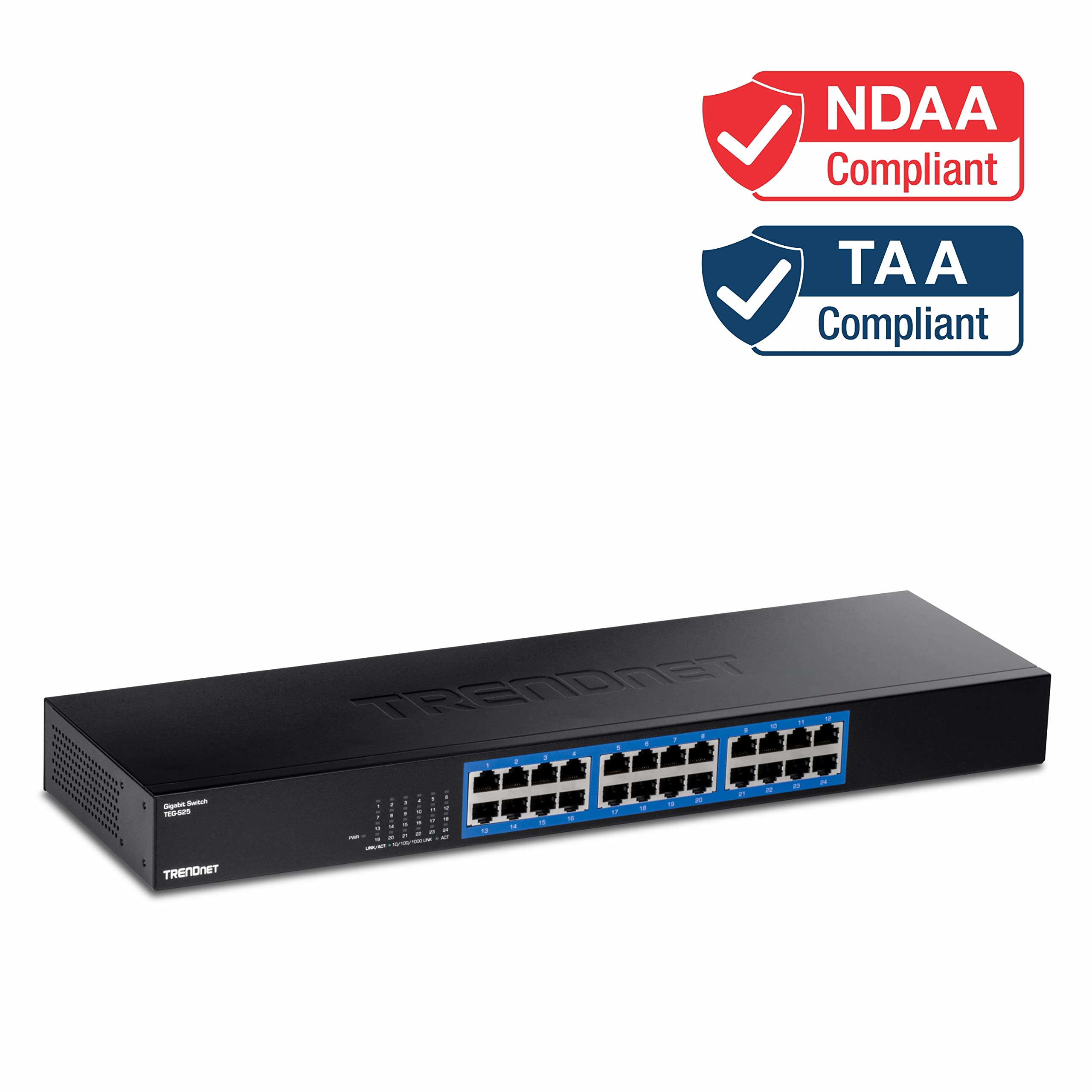 TRENDnet TEG-S25 24-Port Gigabit Ethernet Switch | 48Gbps Switching | Fanless Metal Design | Lifetime Warranty | Ideal for Home Office, Small Business & Gaming Network Setup