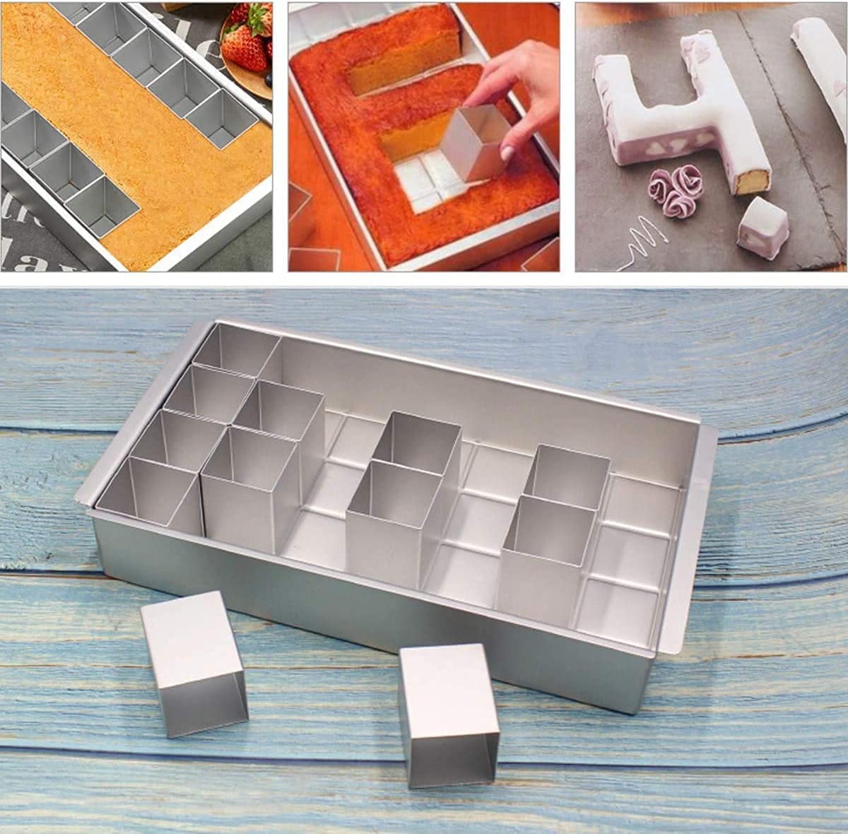 Square Aluminum DIY Number Cake Pan Set (0-9) - Reusable Letter & Number Mousse Cake Molds for Wedding, Birthday, Baby Shower & Anniversary Celebrations - Perfect for Custom Cakes, Cupcakes & Dessert Decorations