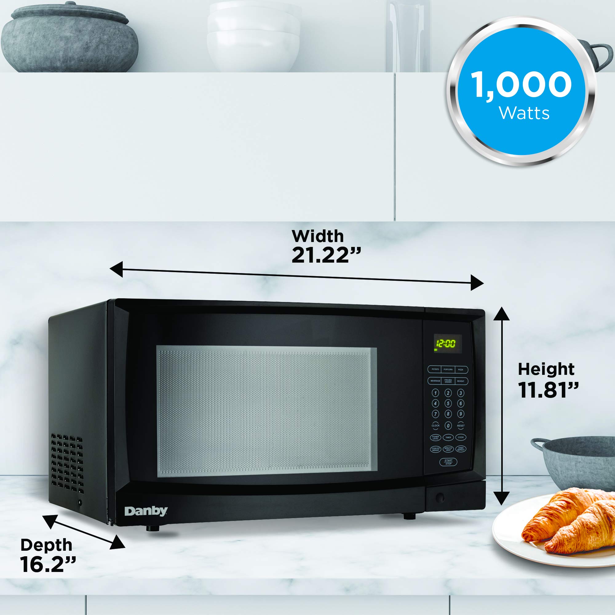 1.1 Cu. Ft. 1000W Black Countertop Microwave Oven - Perfect for Small Kitchens, Dorms & Offices