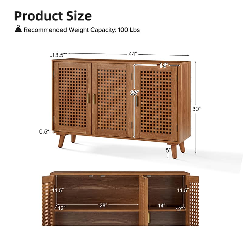 3-Door Accent Entryway Cabinet - Solid Wood Hallway Storage Organizer for Shoes, Coats & Home Decor | Perfect for Entryways, Halls & Living Rooms
