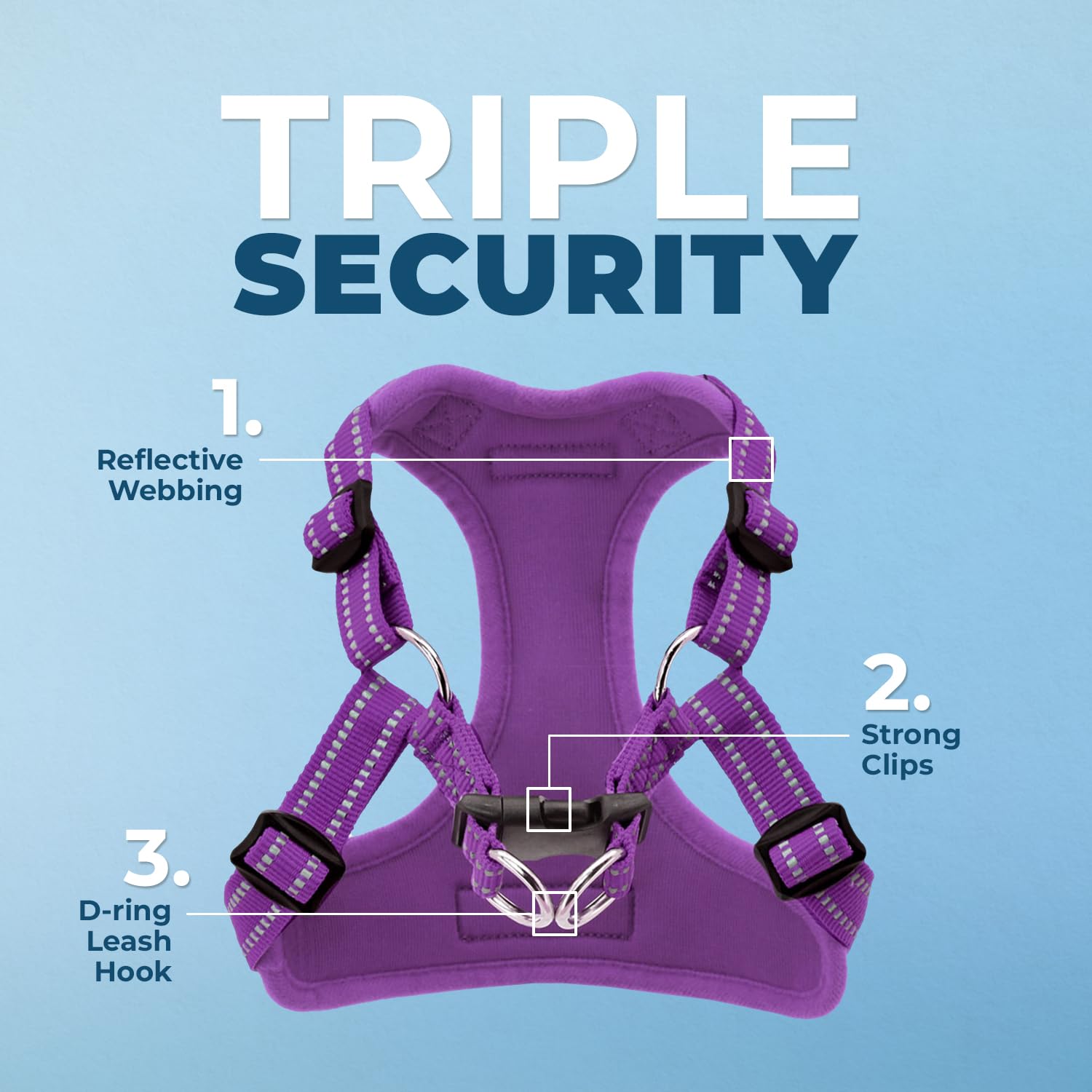 Premium Adjustable No-Pull Dog Harness with Leash Set - Heavy Duty Reflective Vest for Walking, Training & Outdoor Adventures - Breathable All-Weather Design (Purple, Large) - Perfect for Daily Walks, Hiking & Pet Travel Safety