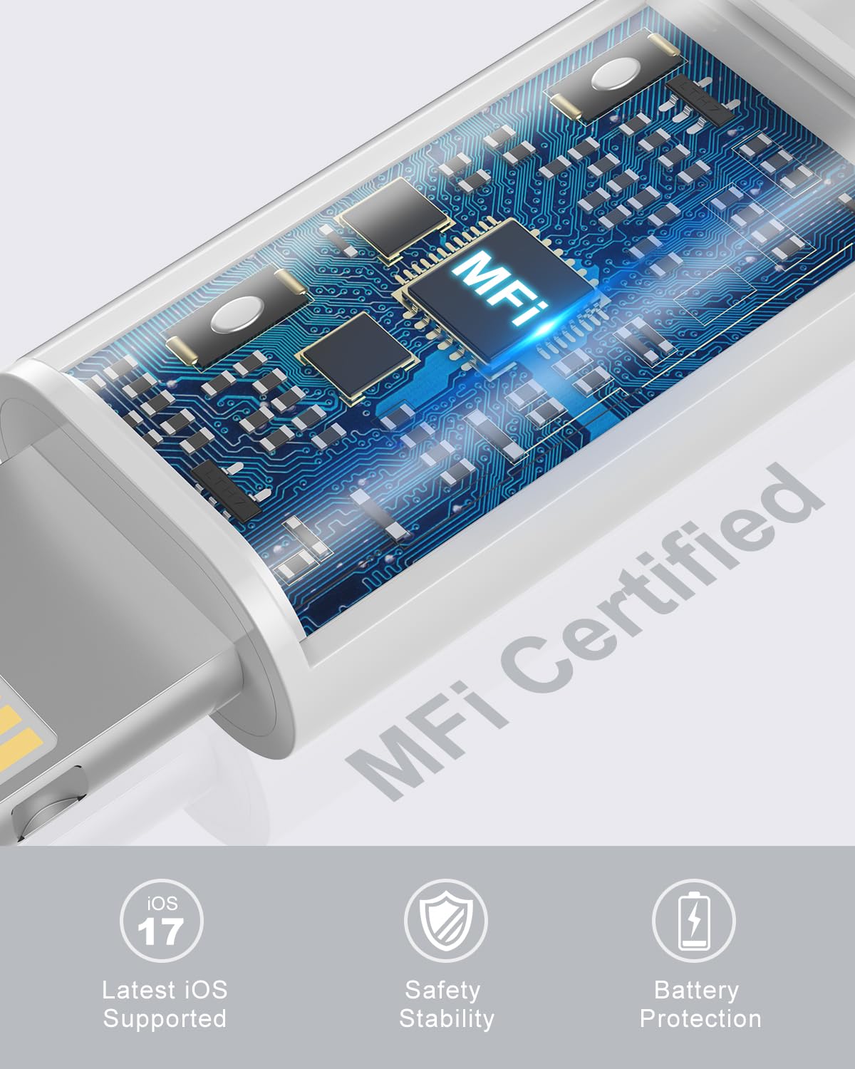 Apple MFi Certified USB C to Lightning Cable 6.6ft 3Pack - Fast Charging Cord for iPhone 14/13/12/11/X/8, iPad & AirPods Pro - Durable Charger for Home, Office & Travel