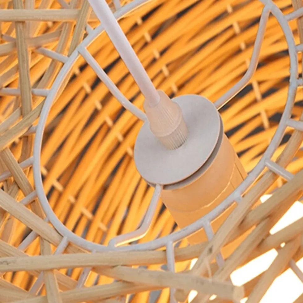 Modern Wooden Stick Spherical Pendant Light - Handcrafted Rattan Chandelier for Dining Room, Kitchen Island & Bedroom Lighting - Eco-Friendly Natural Wood Ceiling Lamp