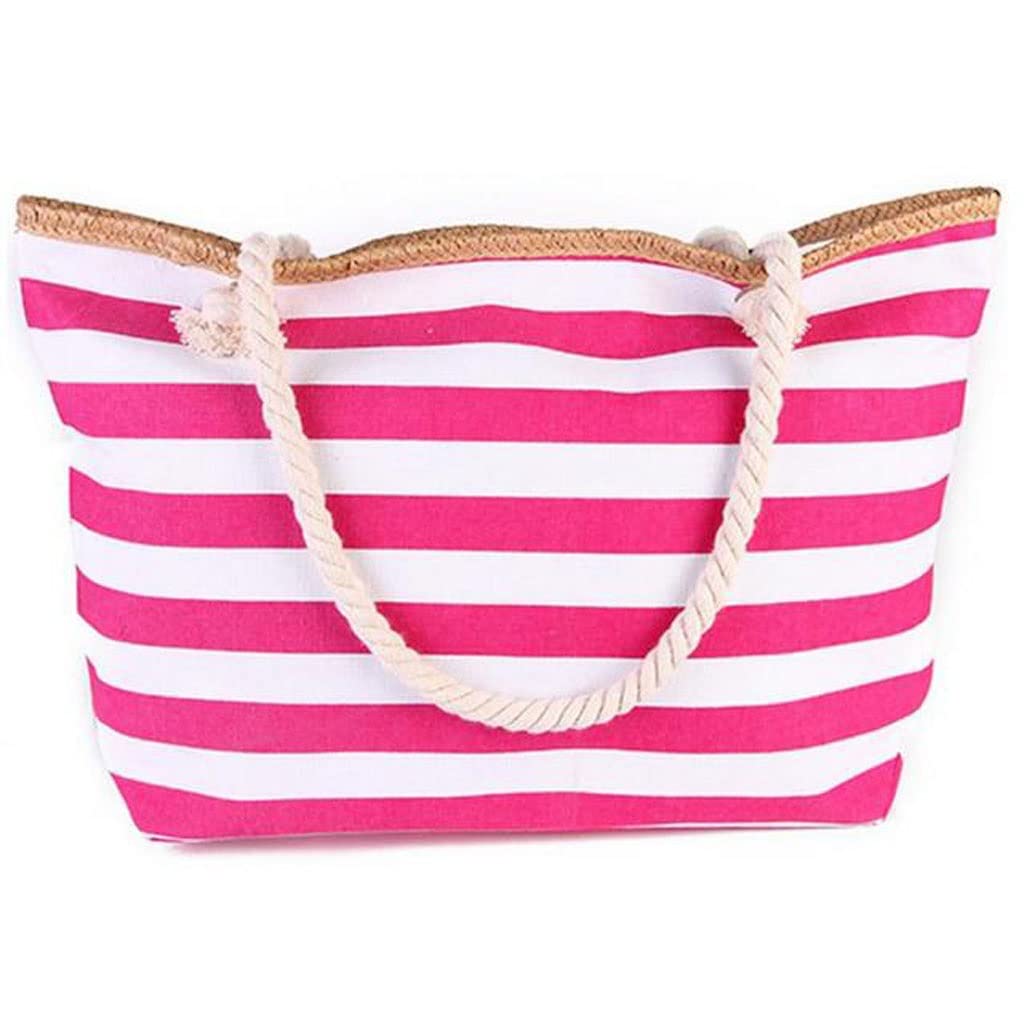 Stylish Striped Canvas Beach Tote Bag for Women - Large Capacity Summer Shoulder Bag (54x13.5x33cm) - Perfect for Beach Trips, Shopping & Travel Accessories