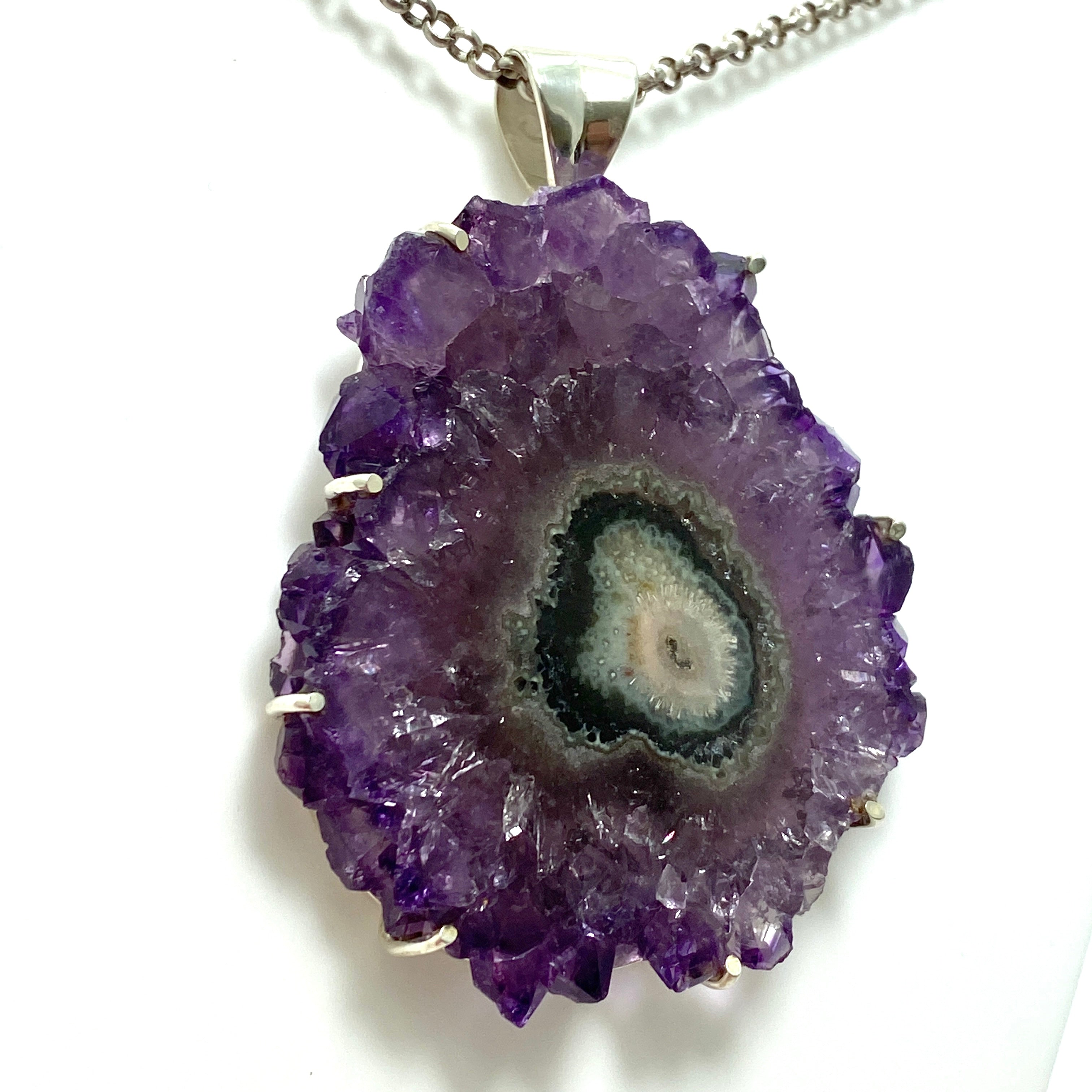 Natural Amethyst Stalactite Pendant Necklace - 68mm Healing Crystal Jewelry (GPJ10) for Meditation, Energy Cleansing & Spiritual Gifts