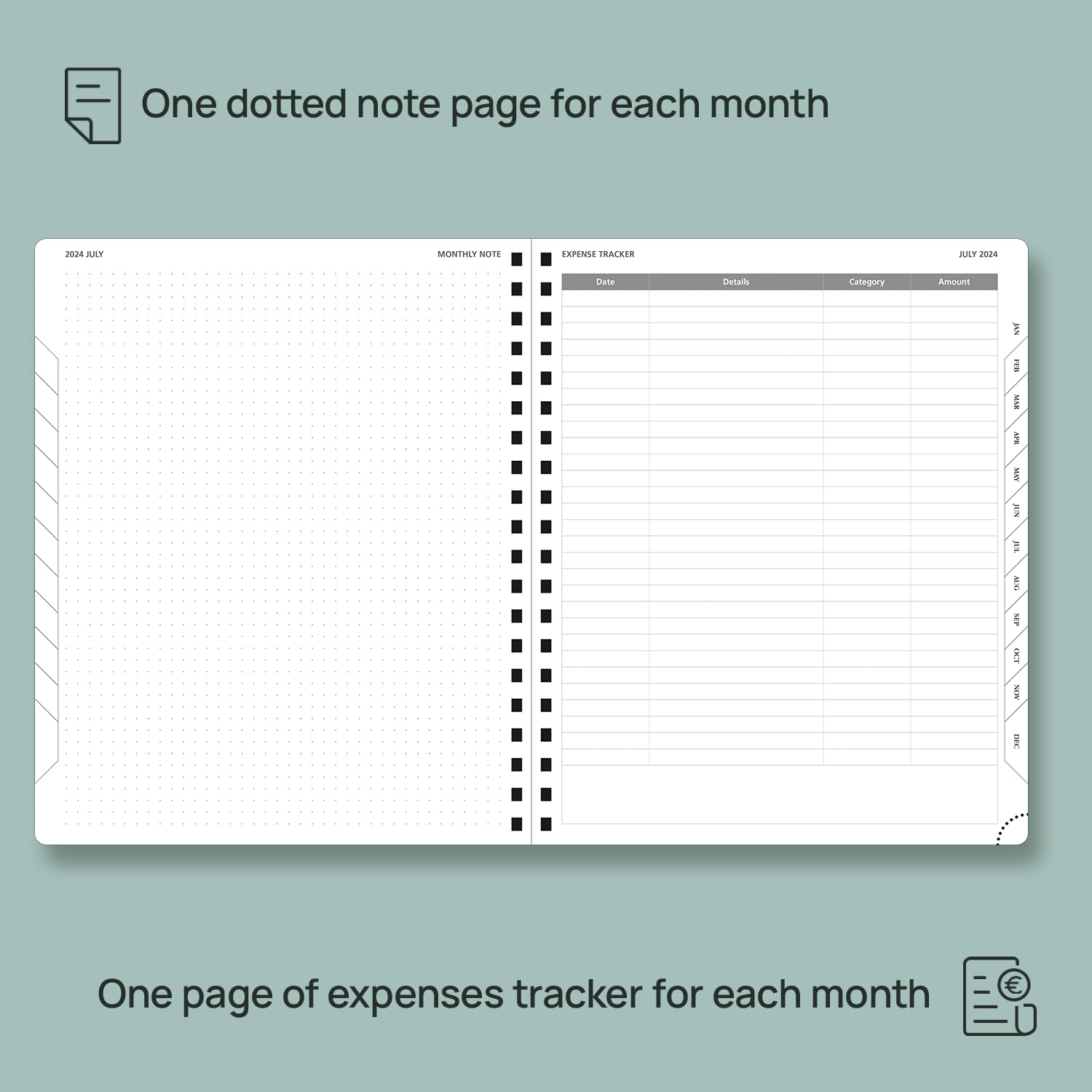 POPRUN 2024-2025 Monthly Planner - 18 Month Spiral Bound Calendar (July 2024 - December 2025) with Leather Cover, 8.5
