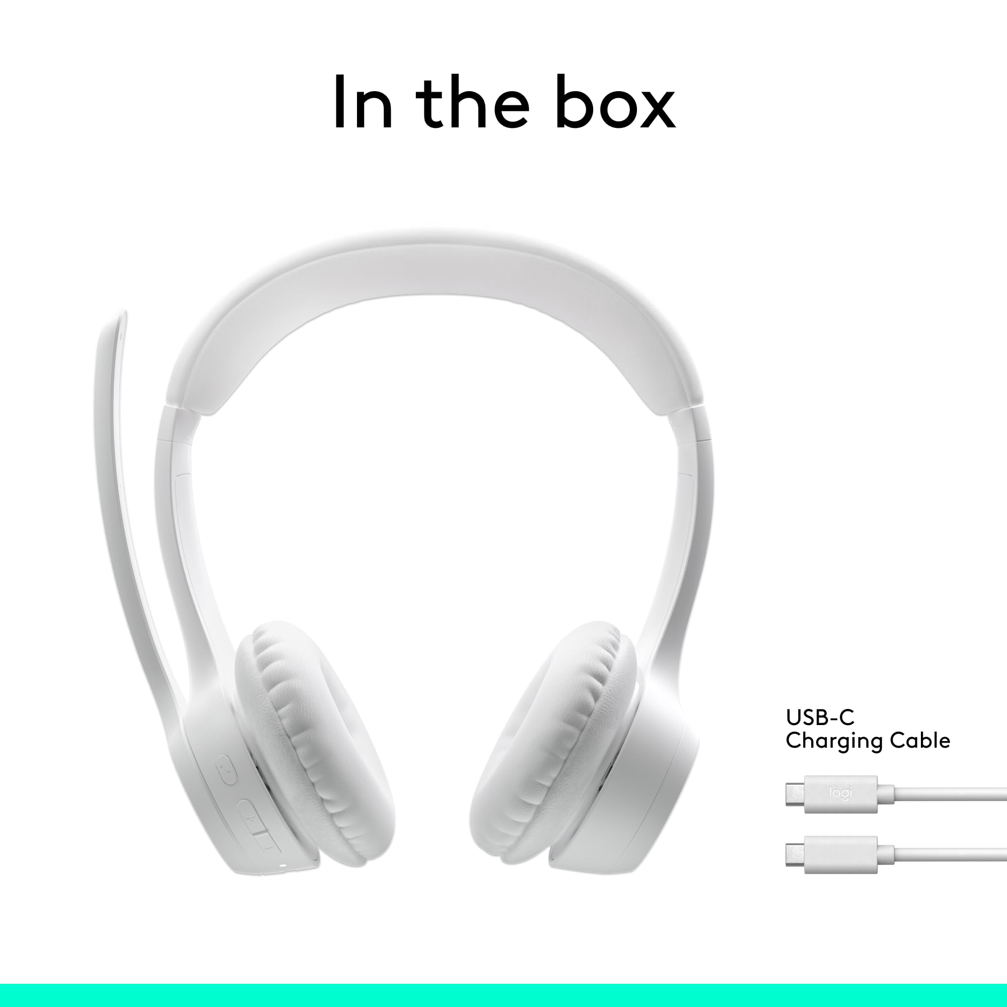 Logitech Zone 300 Wireless Bluetooth Headset with Noise-Canceling Mic - Compatible with Windows, Mac, Chrome, Linux, iOS, Android - Off-White - Perfect for Remote Work, Online Meetings & Gaming