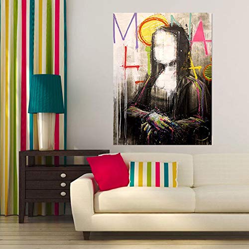 Banksy Mona Lisa Graffiti Wall Art - Framed Street Art Painting for Home, Office & Bedroom Decor - Perfect for Urban & Modern Interior Design