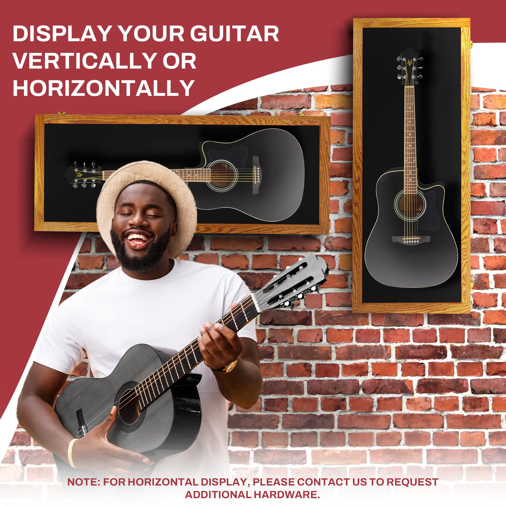 Premium Acoustic Guitar Display Case - Clear Acrylic Wall Mount Guitar Case with Hardwood Frame (Natural Oak) | Perfect for Home Decor, Music Studio Display & Instrument Protection