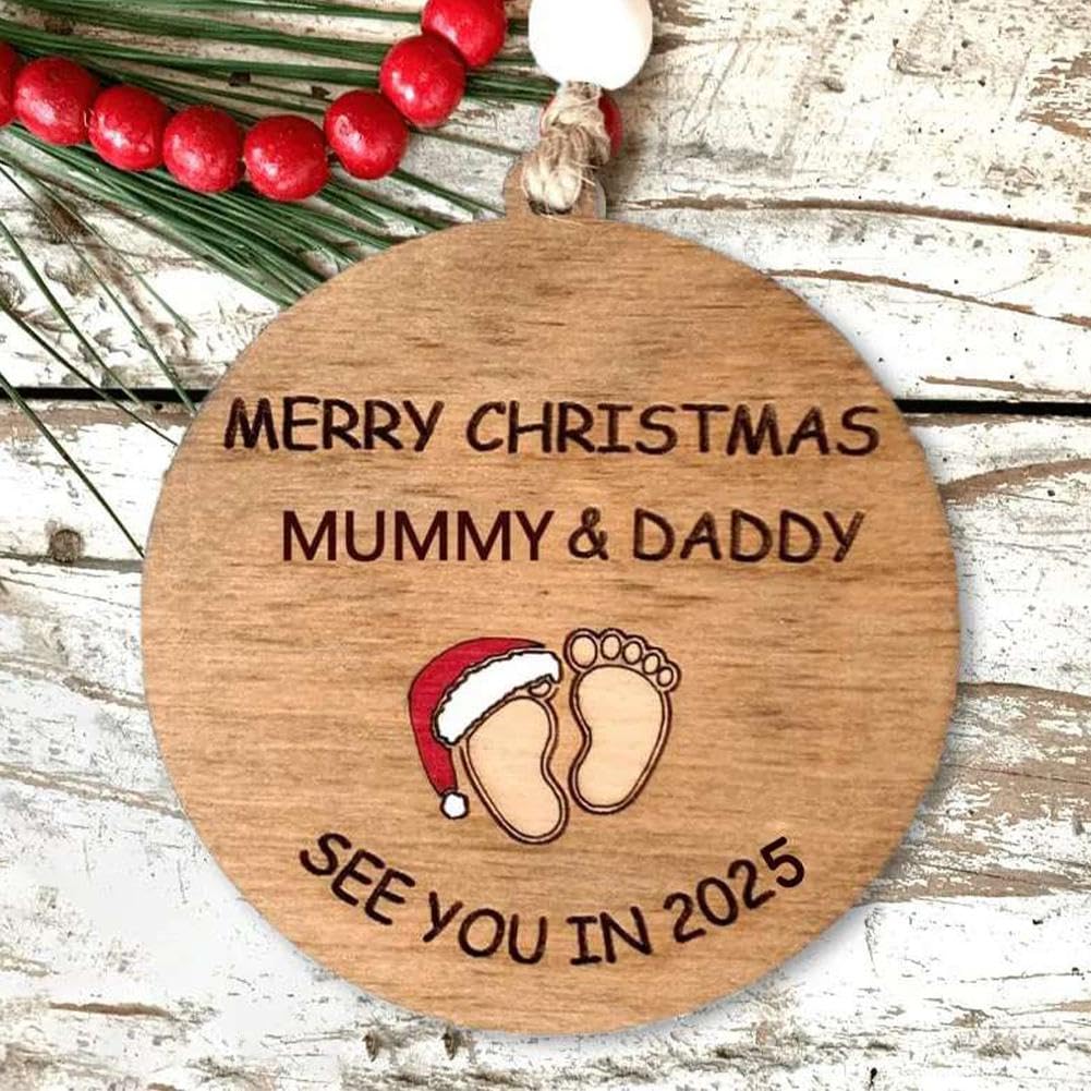 Baby's First Christmas Ornament 2025 - Personalized Pregnancy Announcement Keepsake for New Parents | Christmas Tree Decoration for Baby Shower, Gender Reveal & Holiday Celebrations