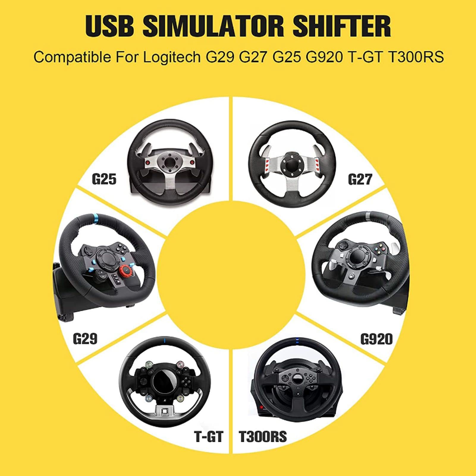 Zunate USB Simulator Shifter for ATS ETS2 WRC Sim Racing Games - 7+R PC Gear Shifter Compatible with Logitech G29 G27 G25 G920 & Thrustmaster T300RS GT - Perfect for Truck, Rally & Drift Simulation Gaming