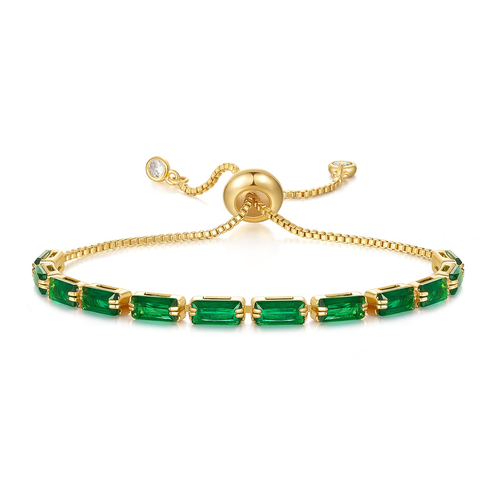 KissYan 14K Gold Plated Cubic Zirconia Tennis Bracelet for Women - Adjustable Slider Bracelet Trendy Jewelry Gift for Birthday, Anniversary & Special Occasions