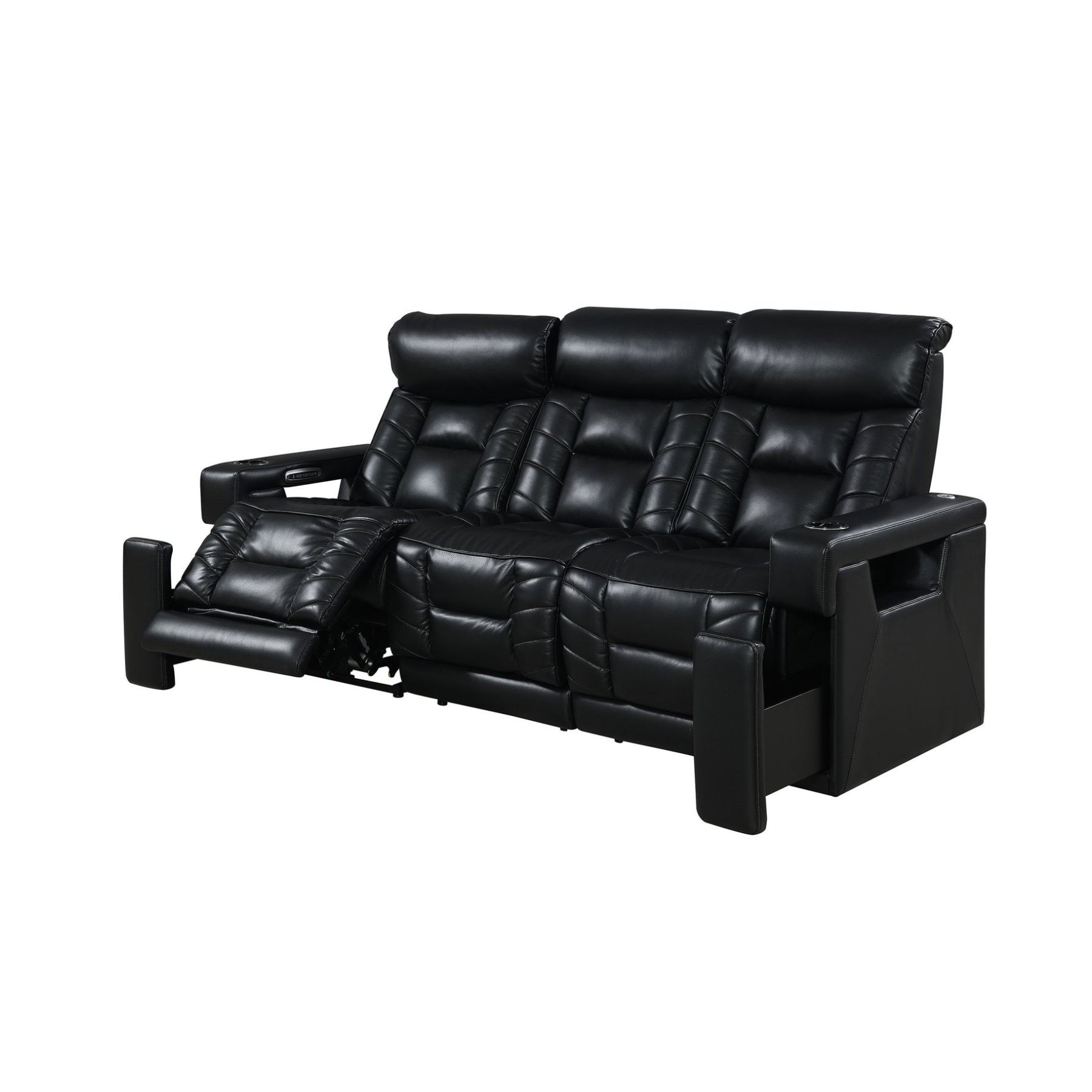 RowOne Triple Recliners - 3-Seater Power Reclining Sofa with USB Chargers, Cup Holders & Lumbar Support | Perfect for Living Room, Home Theater & Family Movie Nights