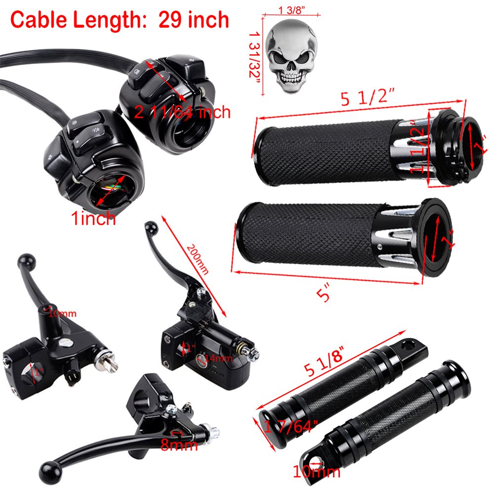 Harley-Davidson Motorcycle Accessories Kit - Horn, Turn Signal, Headlight Switch with Harness, Brake Clutch Levers, 1