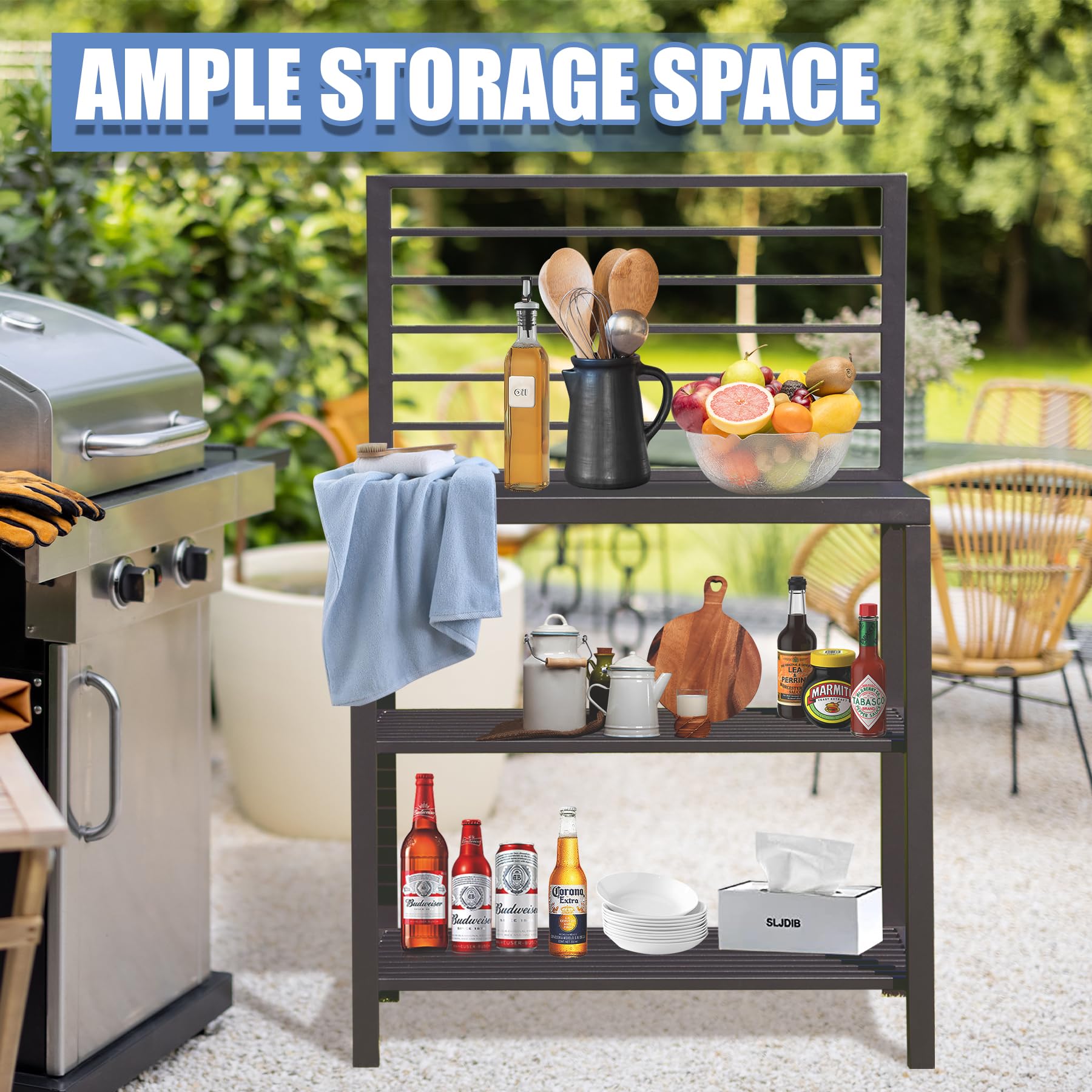 Premium Aluminum Outdoor Kitchen Island with Storage - Freestanding Food Prep Table & Bar Center for Indoor/Outdoor Use - Ideal for BBQ, Entertaining & Patio Dining