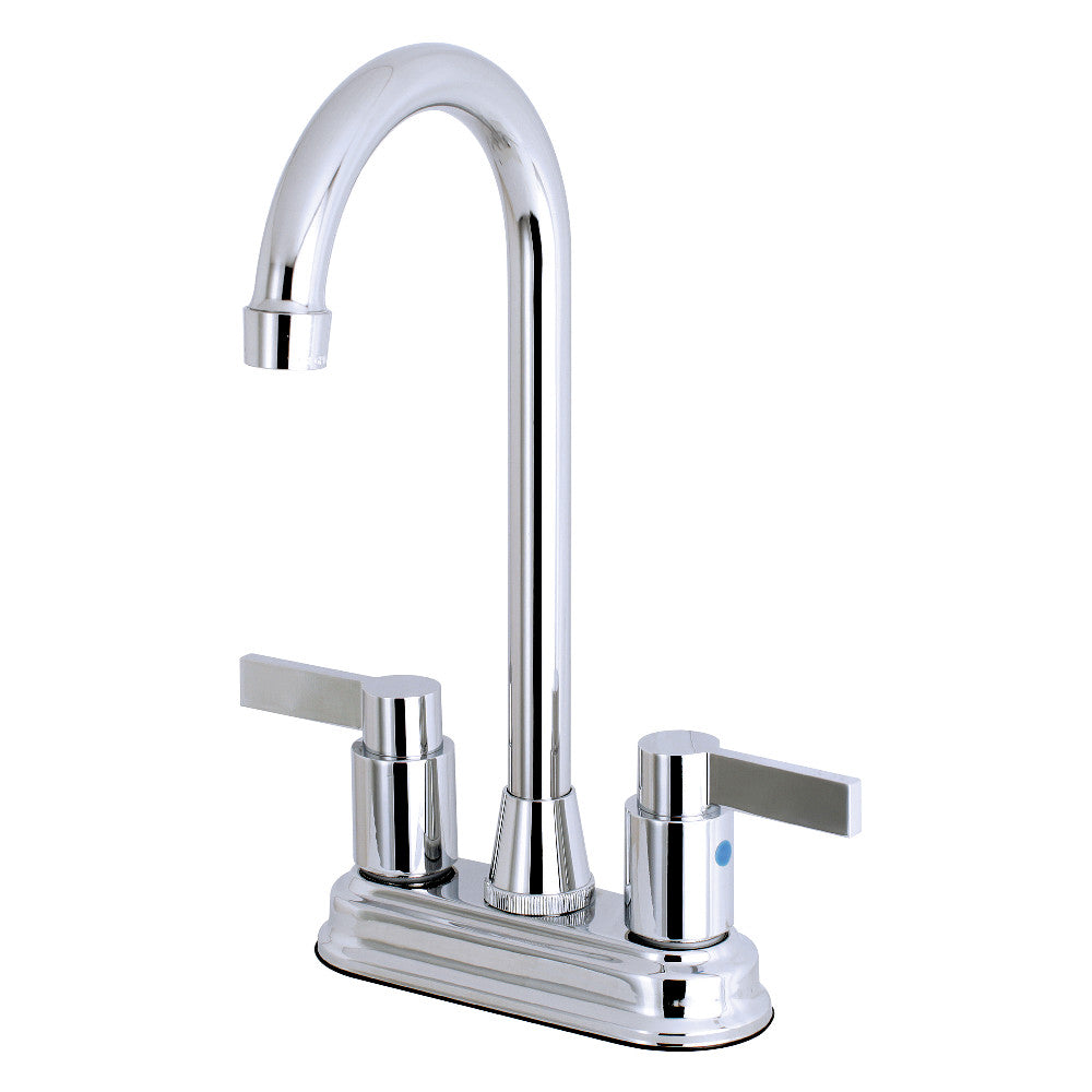 Kingston Brass FB491NDL 4 Inch Centerset High Arch Bar Faucet - Modern Bathroom Sink Faucet with High Spout for Easy Hand Washing, Perfect for Powder Rooms and Guest Bathrooms