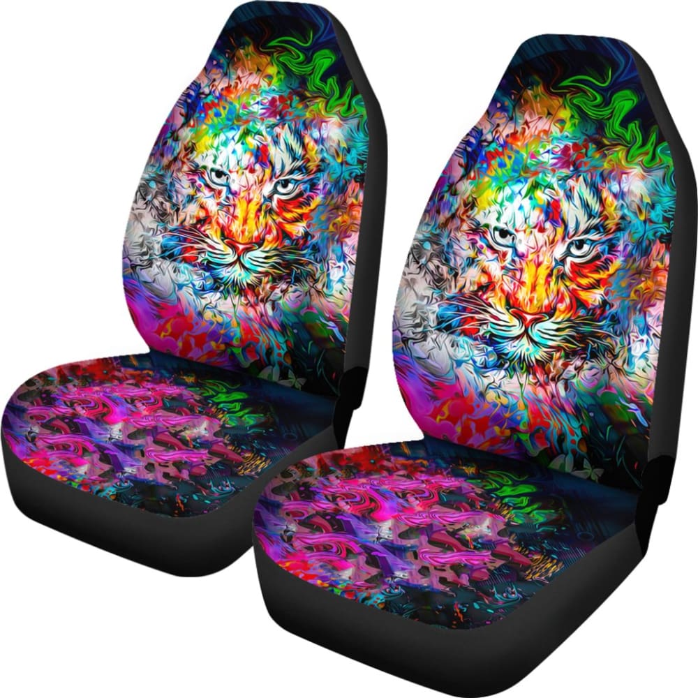 Colorful Tiger Print Car Seat Covers - Premium Wild Animal Design for Cars, SUVs & Trucks - Perfect for Adventure Lovers & Wildlife Enthusiasts