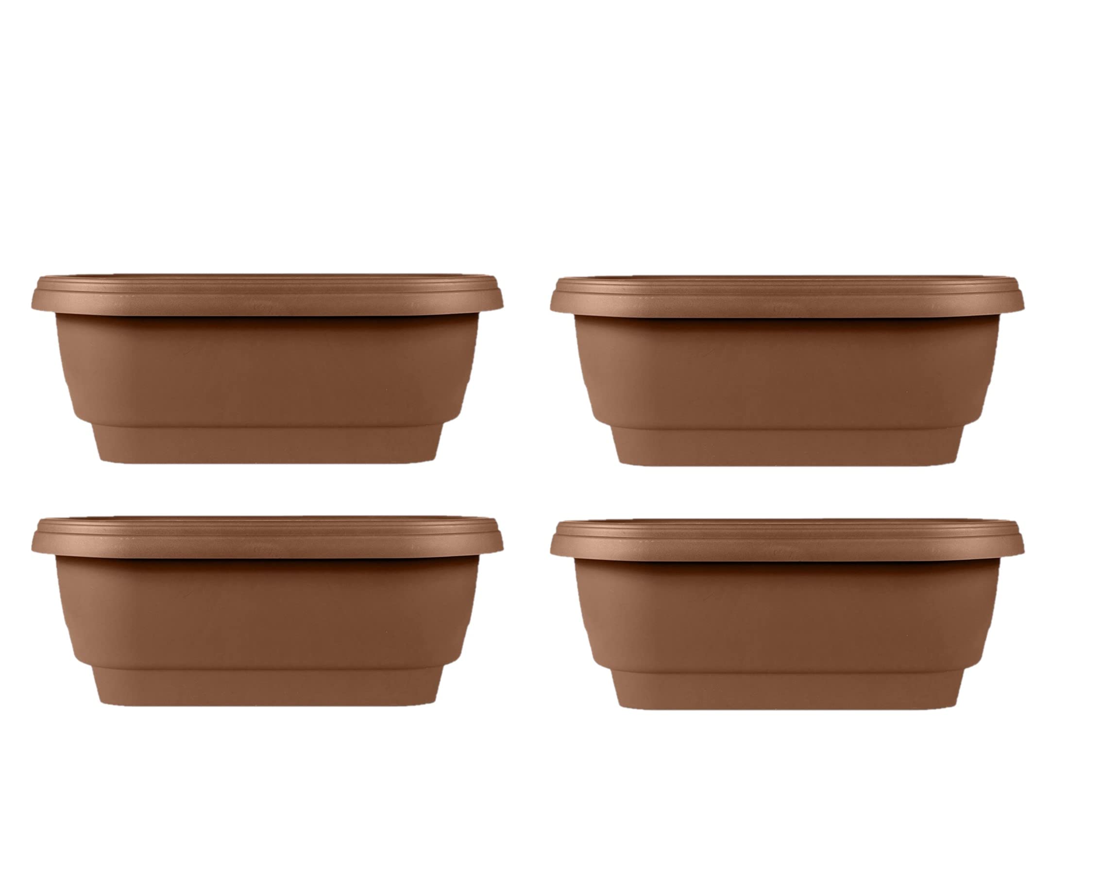 Bloem 24-Inch Deck Balcony Rail Planter Box - Chocolate Brown (Set of 4) - Perfect for Outdoor Gardens, Patios & Apartment Balconies