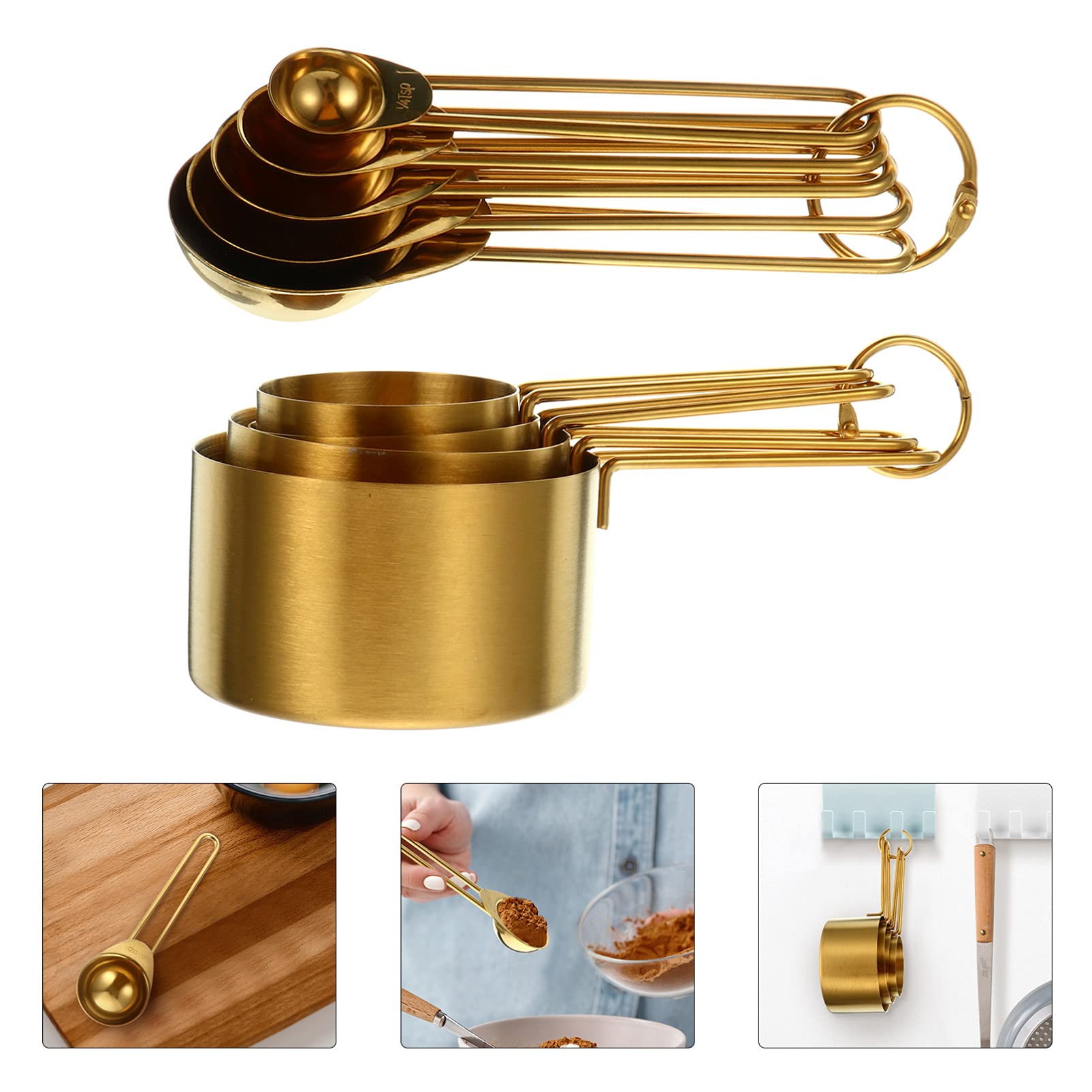 9pcs Stainless Steel Measuring Cups & Spoons Set for Baking, Cooking & Coffee