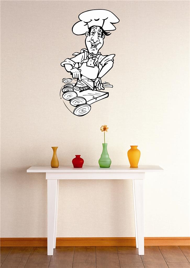 Removable DIY Wall Decals for Kitchen & Bedroom - Chef Cooking Theme Home Decor Stickers - 30x43 Inch Peel & Stick Art - Perfect for Home, Office & Dorm Room Decorating