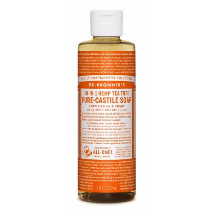 Dr. Bronner's Pure-Castile Tea Tree Liquid Soap - Organic, 18-in-1 Uses for Face, Body, Hair & Home Cleaning - Vegan, Cruelty-Free