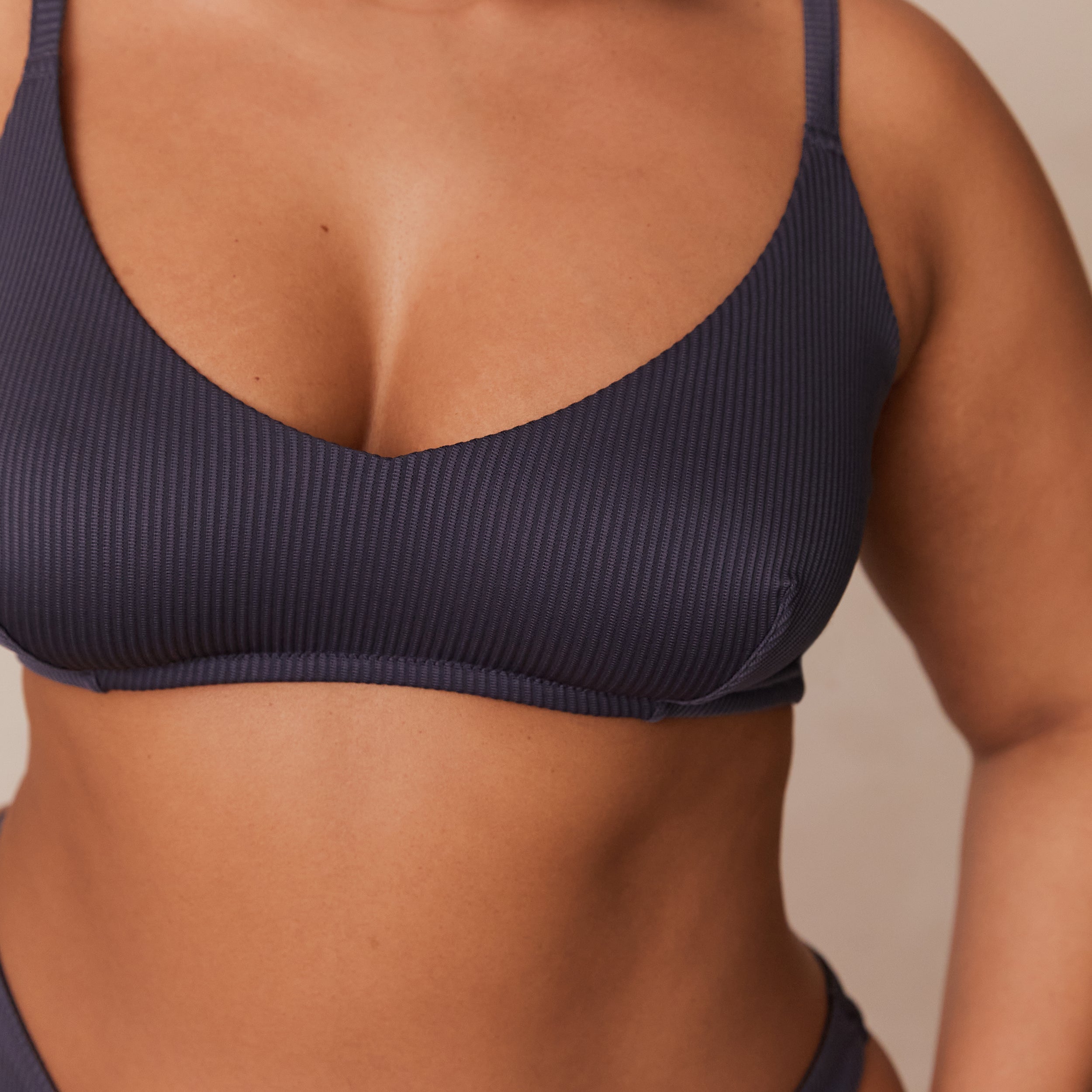 Ribbed Triangle Bra - Charcoal Blue | Comfortable & Stylish Bralette for Women | Perfect for Yoga, Lounge & Everyday Wear