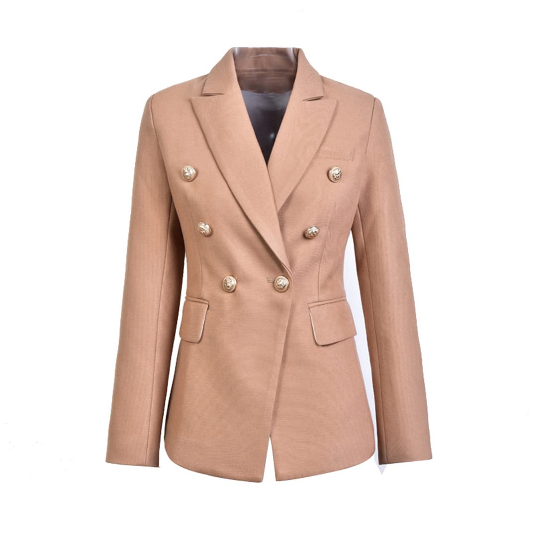 European Slim Fit Fitness Metal Gold Button Jacket for Women - White, Black & Khaki Colors | Business Casual Blazer for Office, Dating & Special Occasions