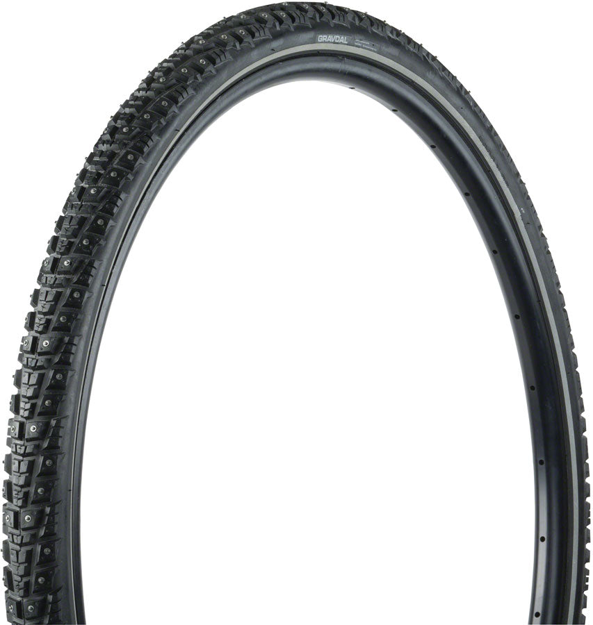 45NRTH Gravdal 700x38 Bike Tire - Steel Clincher, Black, 33 TPI, 252 Carbide Studs - Winter Cycling, Snow & Ice Traction for Commuting & Mountain Biking