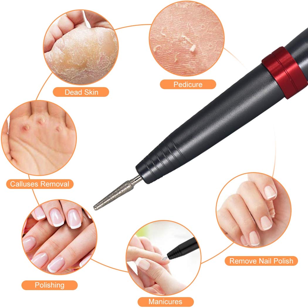 Professional USB Electric Nail File Set - Rechargeable Nail Drill Machine for Manicure & Pedicure, Nail Art Tool with Multiple Attachments | Perfect for Home Salon, Nail Polish Removal & DIY Nail Care