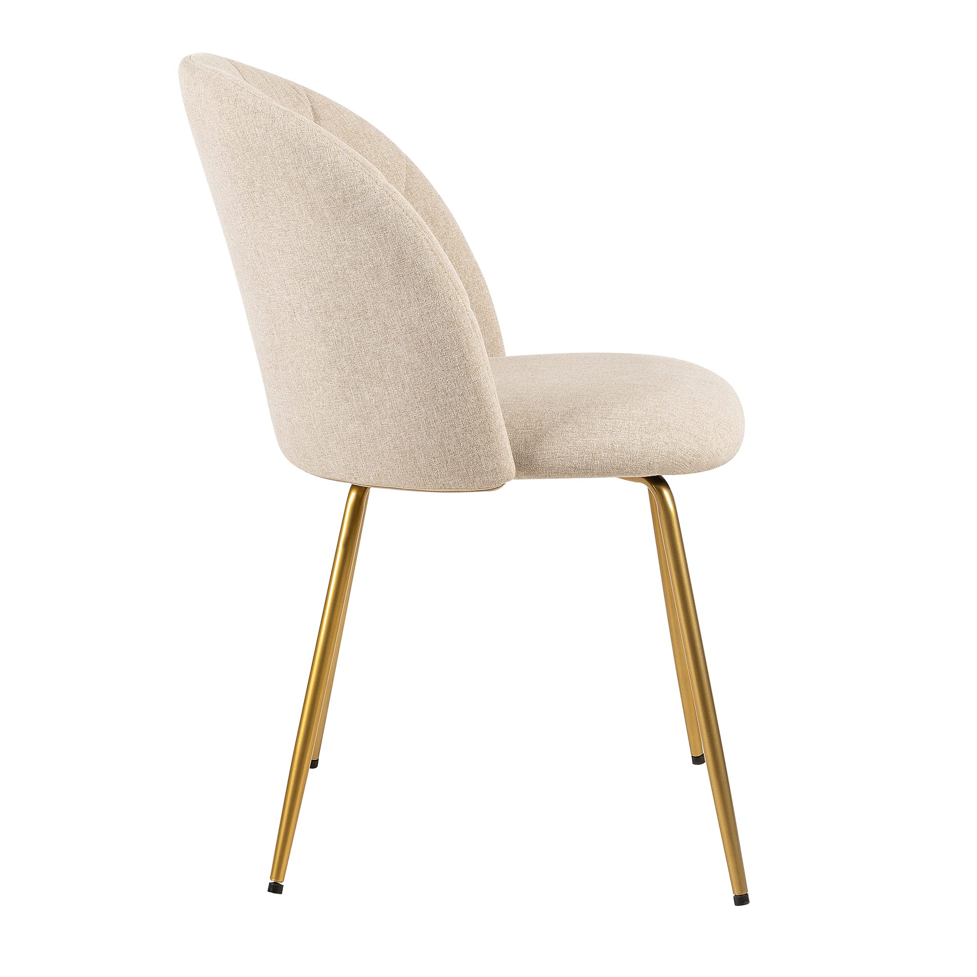 LEEJAY 32 Inch Mid Century Modern Dining Chairs - Set of 4 Beige Fabric Upholstered Accent Chairs with Gold Metal Legs for Kitchen, Living Room & Dining Room | Comfortable Seating for Family Meals & Entertaining Guests