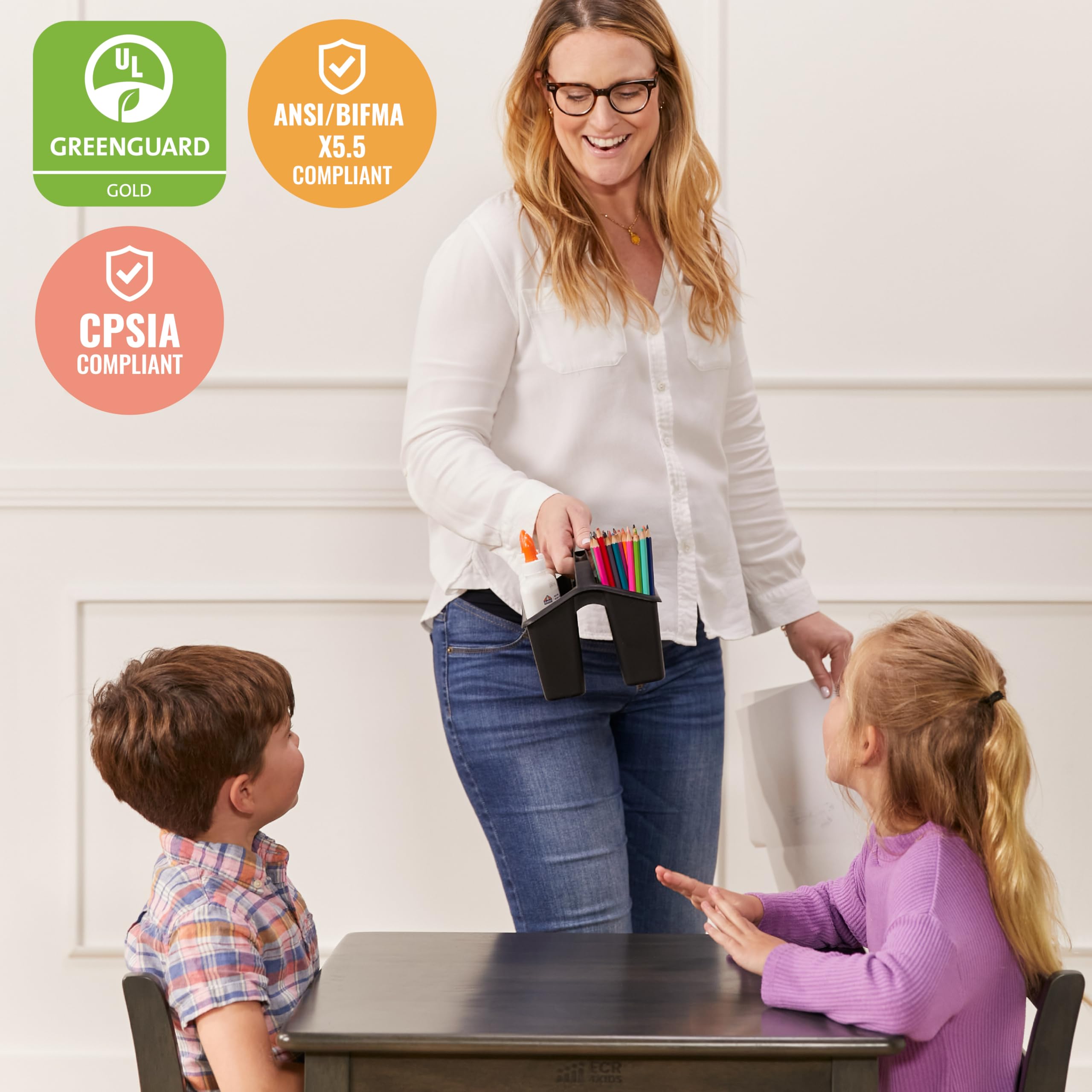 ECR4Kids 24-Inch Square Hardwood Table with 22-Inch Legs - Durable Kids Furniture in Grey Wash - Perfect for Classrooms, Playrooms & Home Learning Spaces