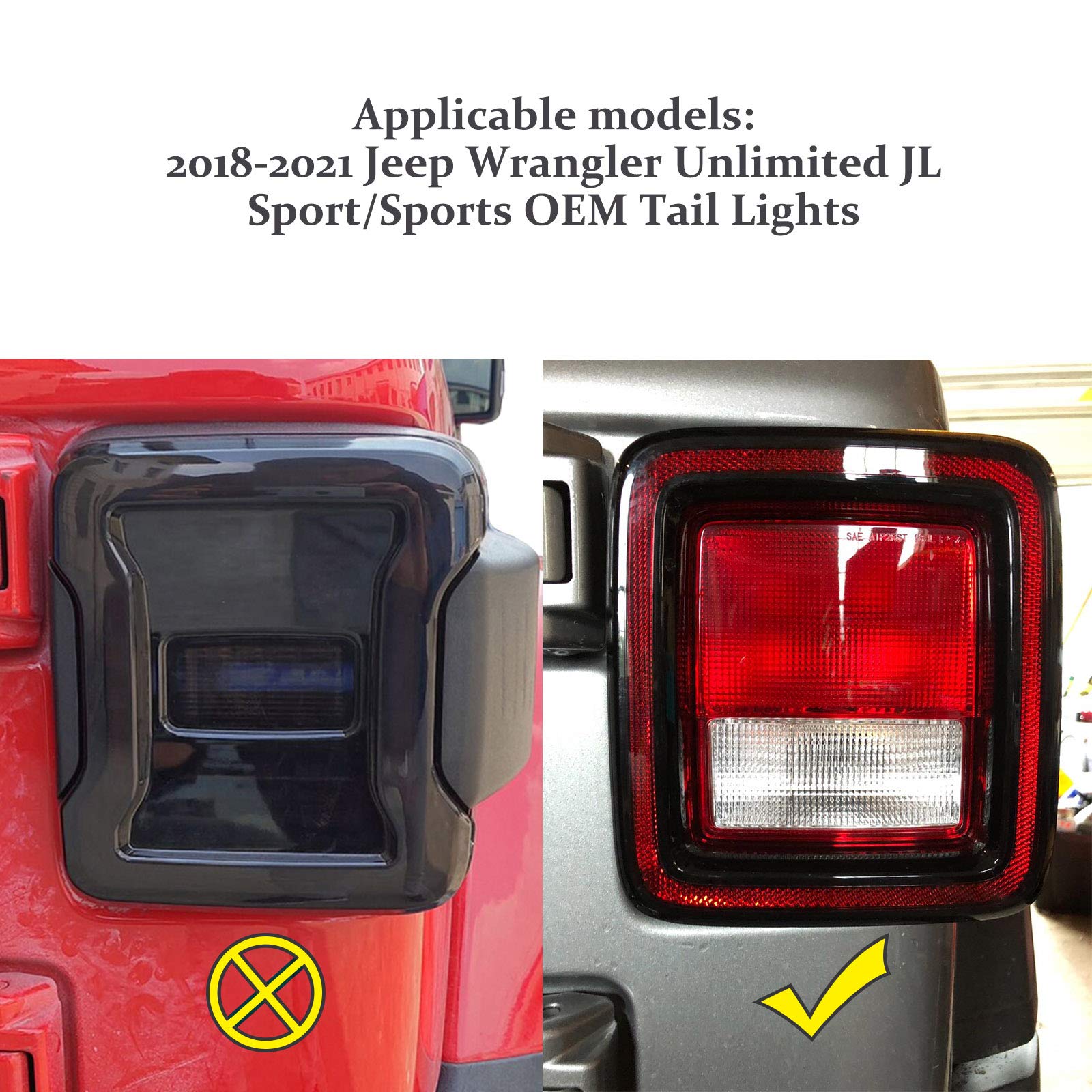 Jeep Wrangler JL & Unlimited Sport US Flag Taillight Covers - Durable Rear Lamp Guard Protector (1 Pair) for Off-Roading & Night Driving Safety