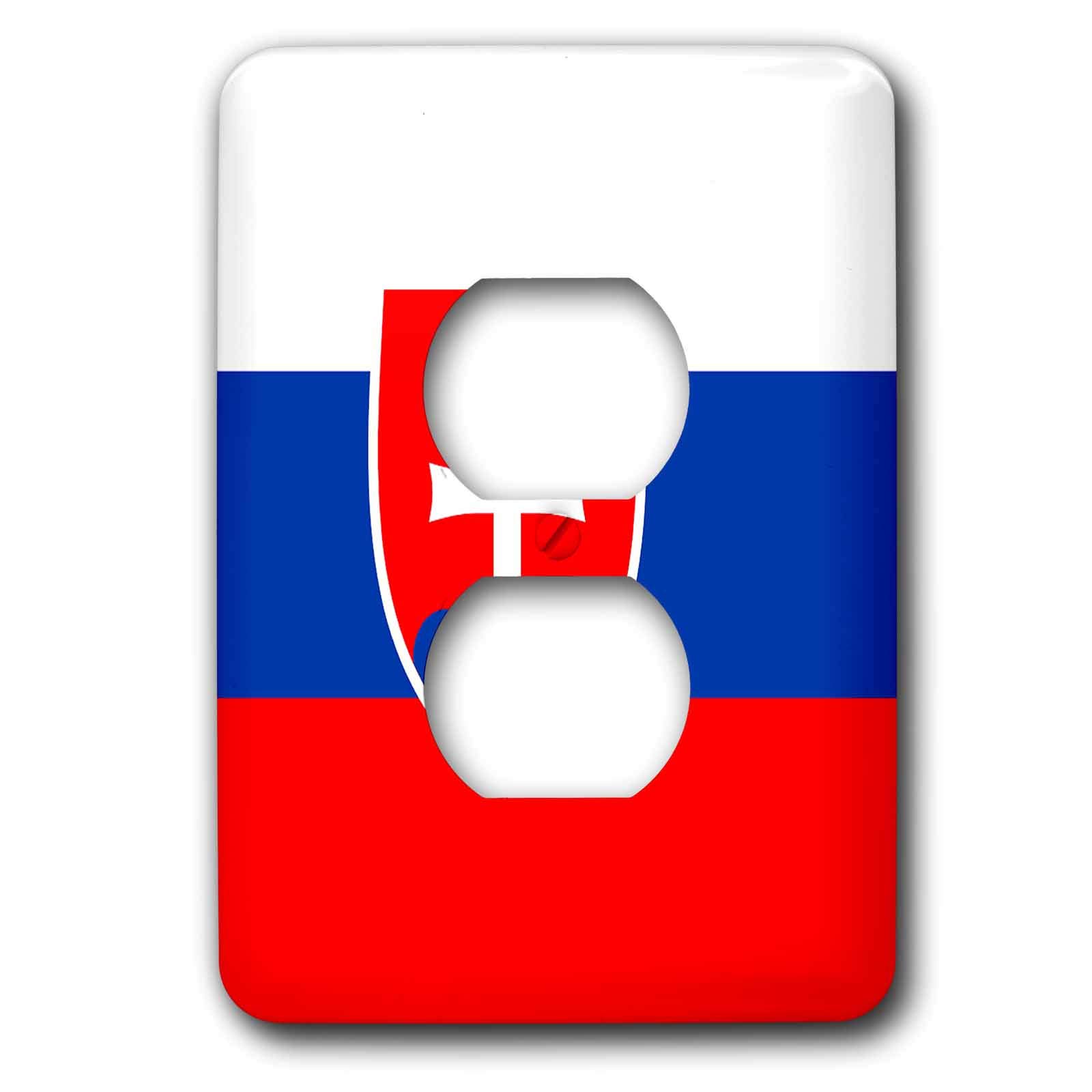 3D Rose Slovakia Flag Outlet Cover - 2 Plug Wall Plate for Home & Office Decor, Travel Accessory