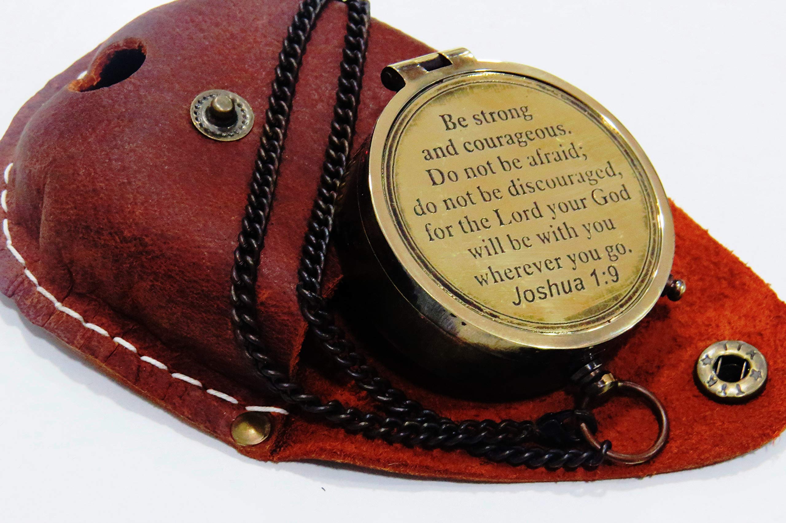 Be Strong and Courageous Joshua 1:9 Engraved Compass - Inspirational Christian Gift for Confirmation, Baptism, Missionary Work & Birthdays - Perfect for Outdoor Adventures, Travel & Faith-Based Encouragement