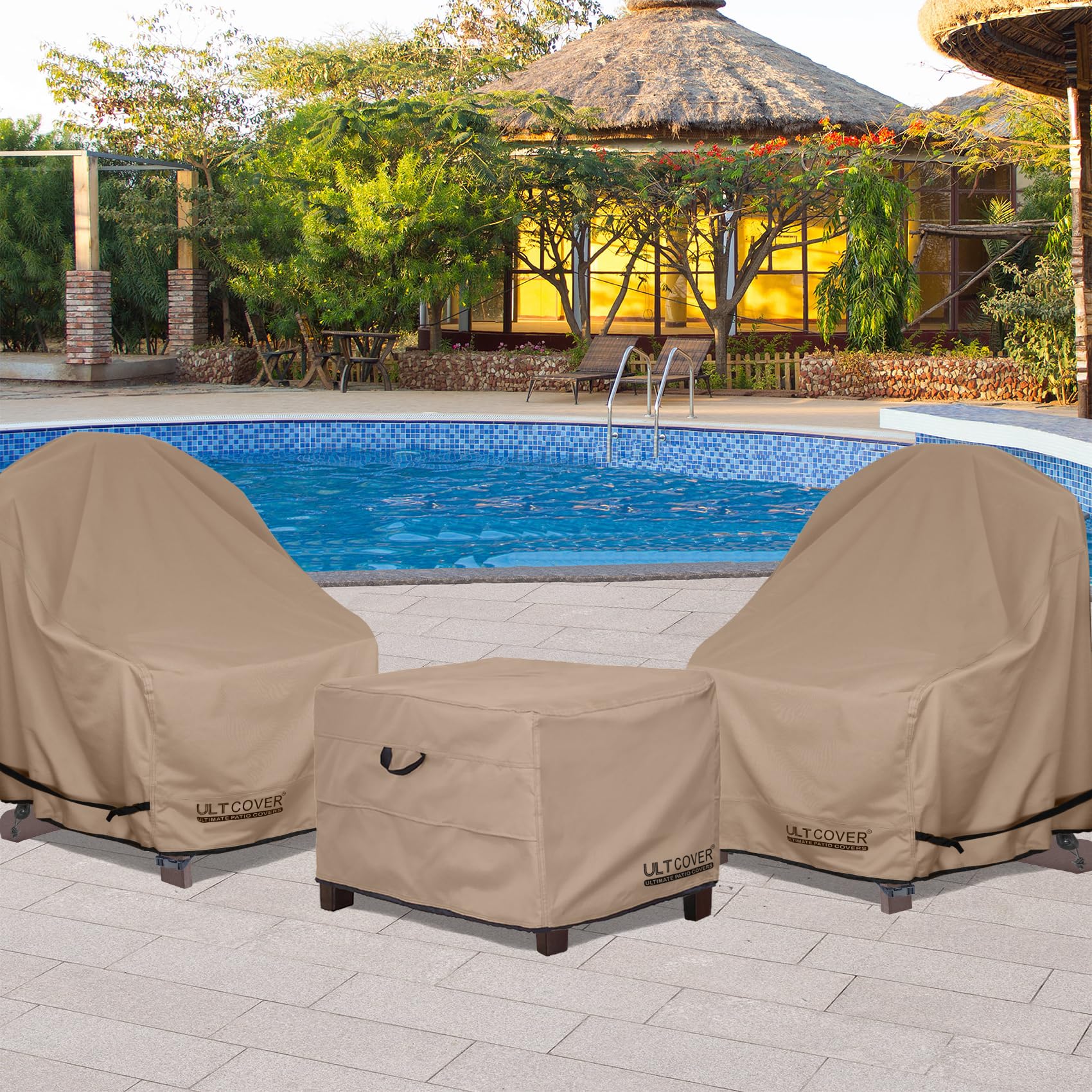 Waterproof Square Patio Ottoman Cover 32x32x20 Inch - Outdoor Furniture Protector for Side Table, Cushion & Storage - Weatherproof, UV Resistant for Deck, Garden & Backyard Use