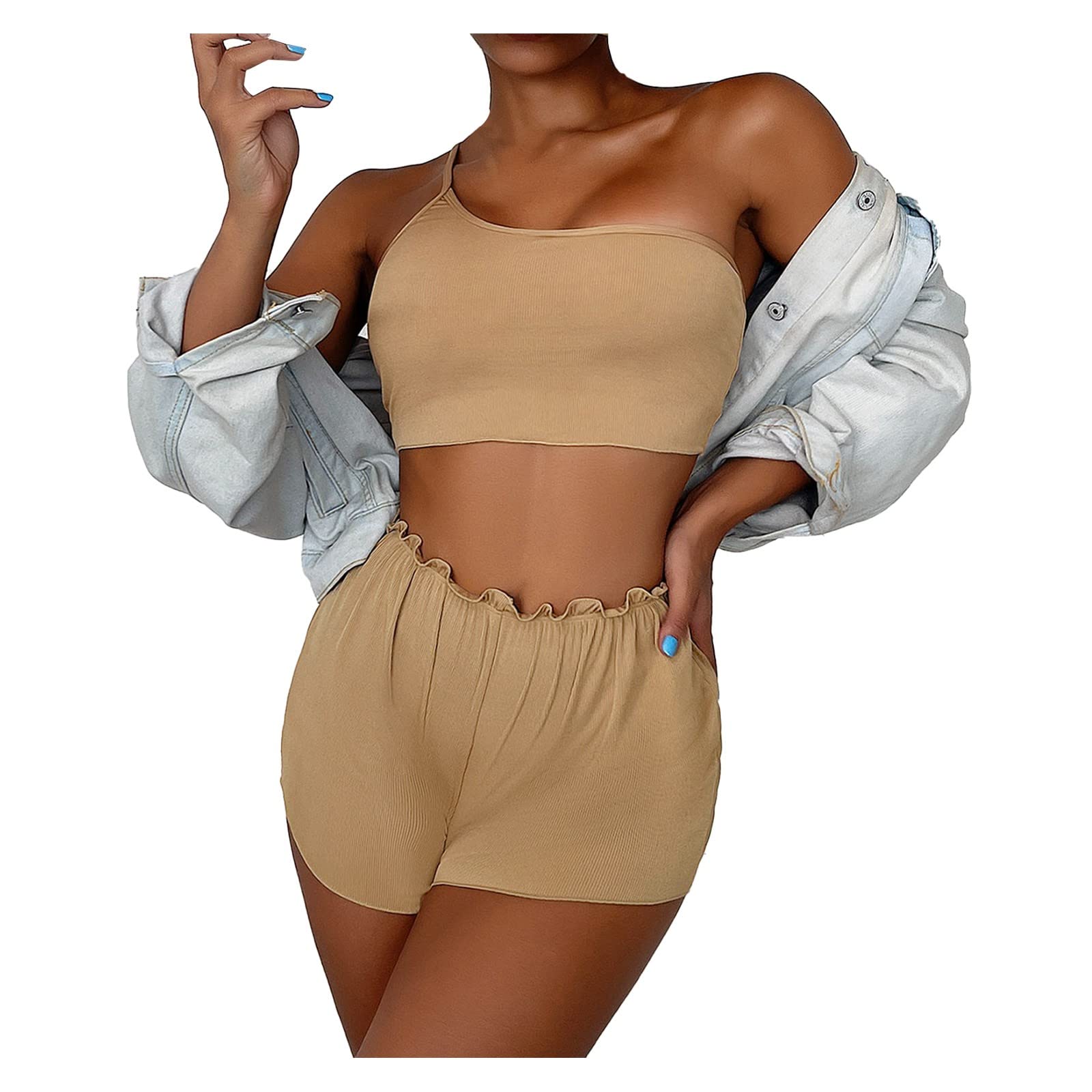 Women's Sexy Wavy Board Shorts Swimwear Set - Solid Color Swim Shorts with Sarong Cover Up & High Split Design | 3-Piece Beach Outfit for Swimming, Surfing & Summer Vacations