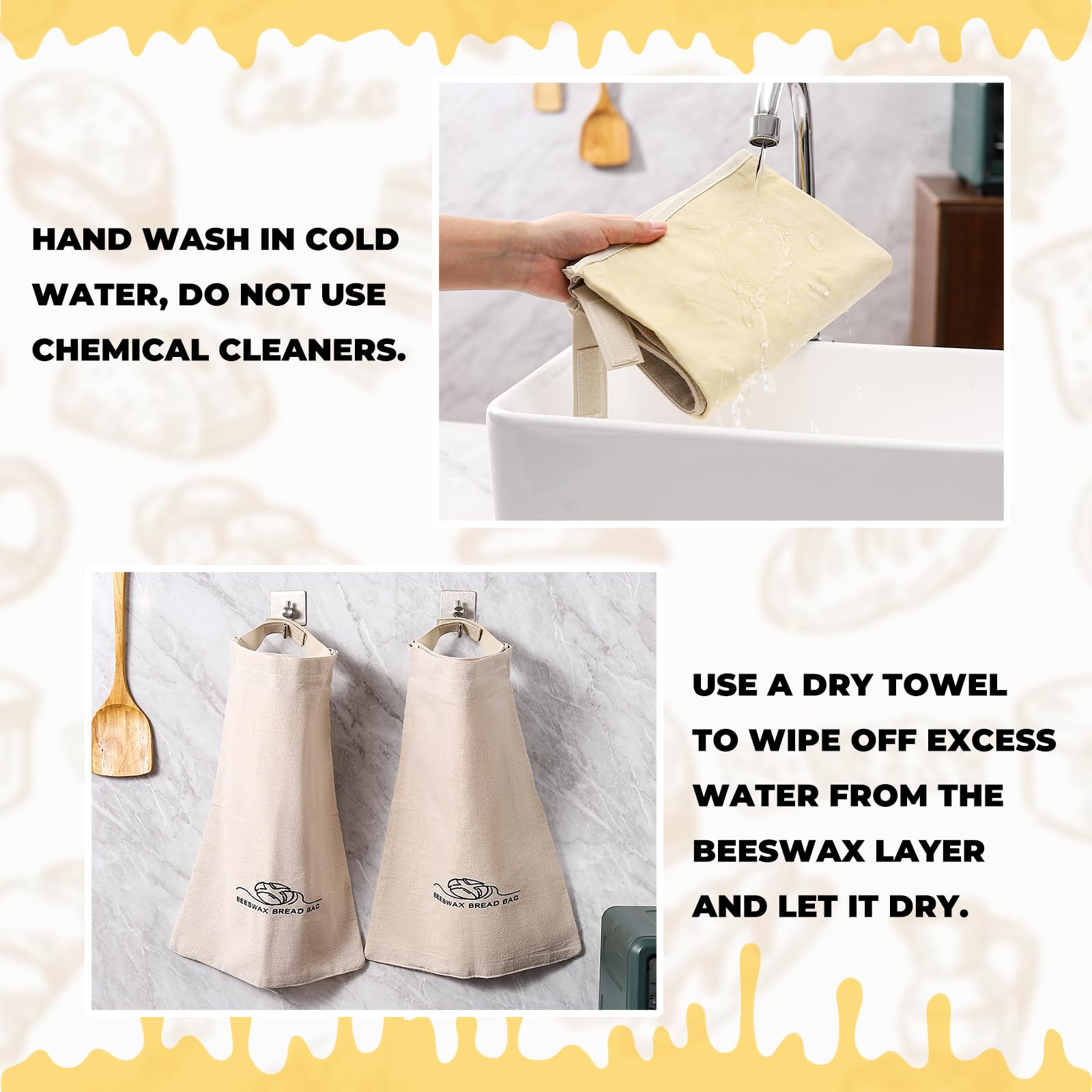 Eco-Friendly Bread Storage Bags for Homemade Sourdough & Artisan Bread | 2-Pack XL Beeswax Wraps (12x17 Inches) | Perfect for Fresh Bread Storage, Picnics & Zero-Waste Kitchens
