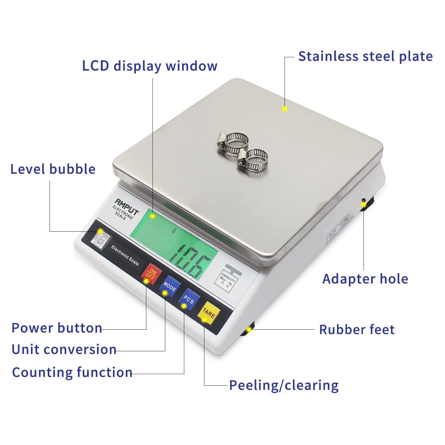 High Precision Industrial Counting Scale 10kg/0.1g - Electronic Laboratory Balance with Multi-Unit Switch for Scientific Weighing | Perfect for Jewelry, Pharmacy, and Lab Measurements