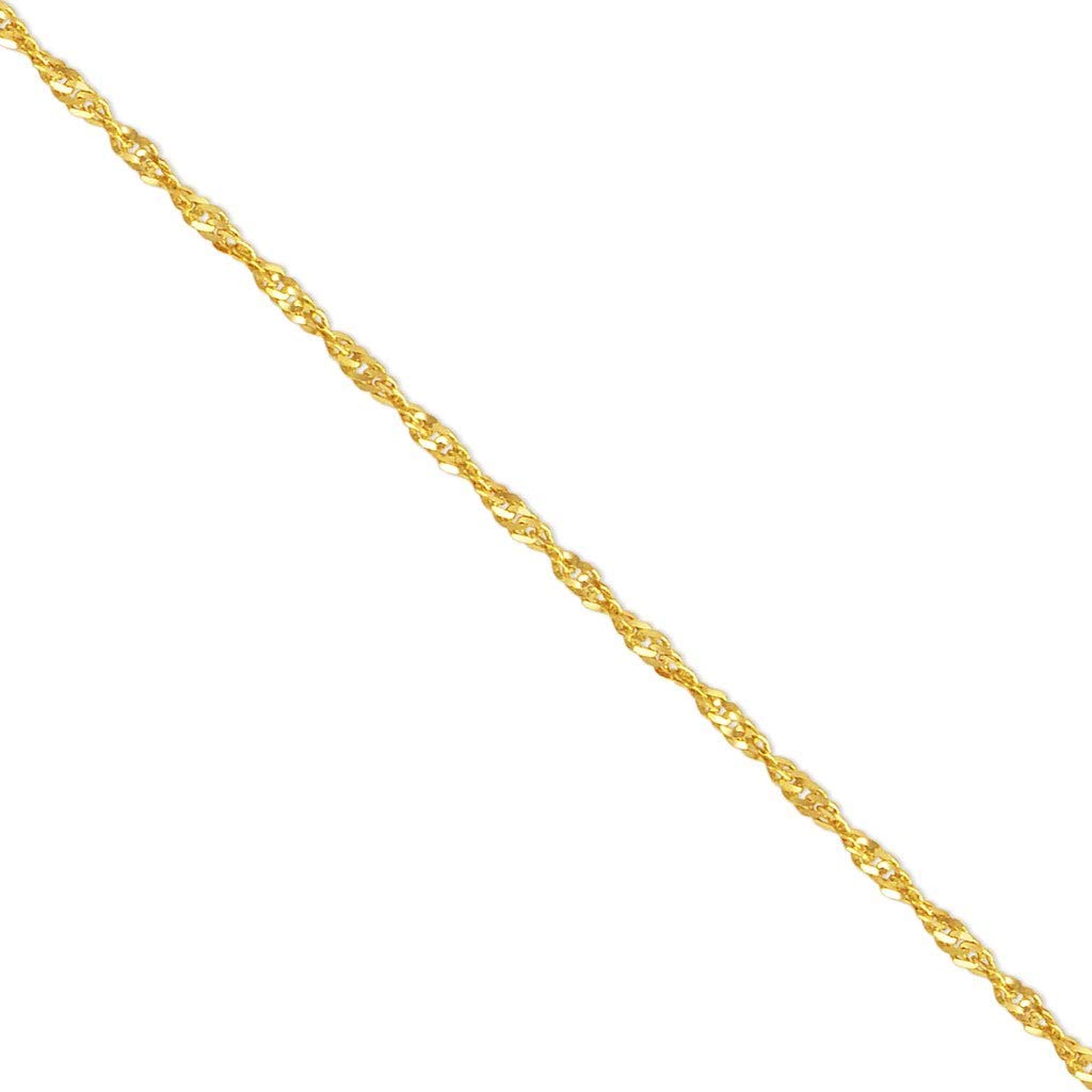 14K Yellow Gold Singapore Chain Necklace - Italian Crafted Strong & Shiny Link Jewelry for Women & Men - 16 to 24 Inches Length, 0.70MM to 2.50MM Width - Perfect Gift for Anniversary, Wedding & Special Occasions