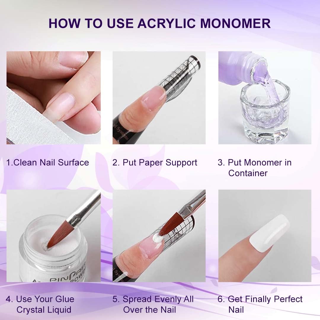 Professional Salon MMA-Free Acrylic Liquid Monomer - Non-Yellowing, Medium Drying Time, Maximum Strength Nail Adhesive for Nail Extensions (100ml, Purple) - Perfect for Natural & Artificial Nails - Home & Salon Use by Supremely