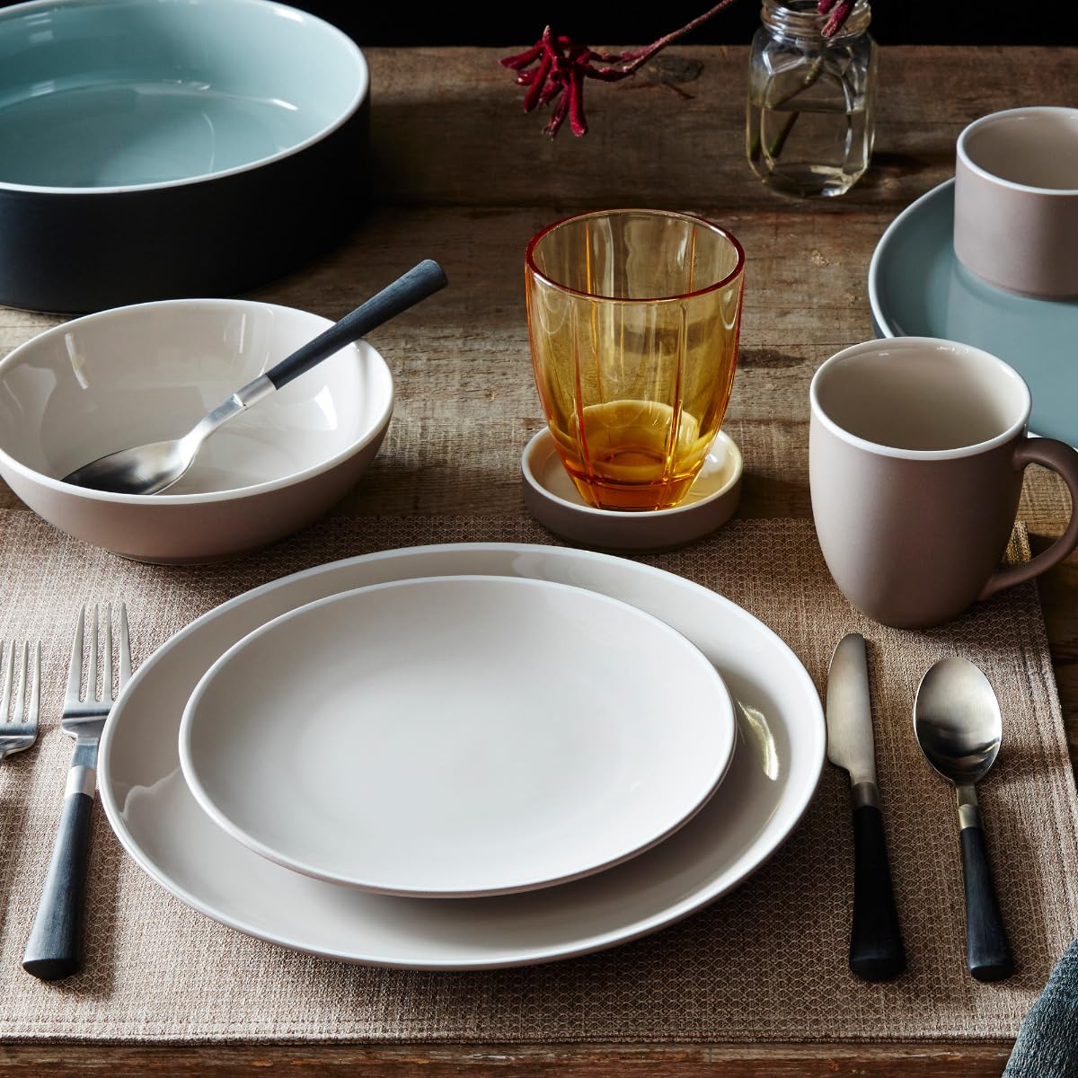 Noritake ColorTrio Clay 4-Piece Dinner Plate Set - Brown/Clay/White Coupe Style for Modern Dining | Elegant Tableware for Restaurants, Weddings & Everyday Use