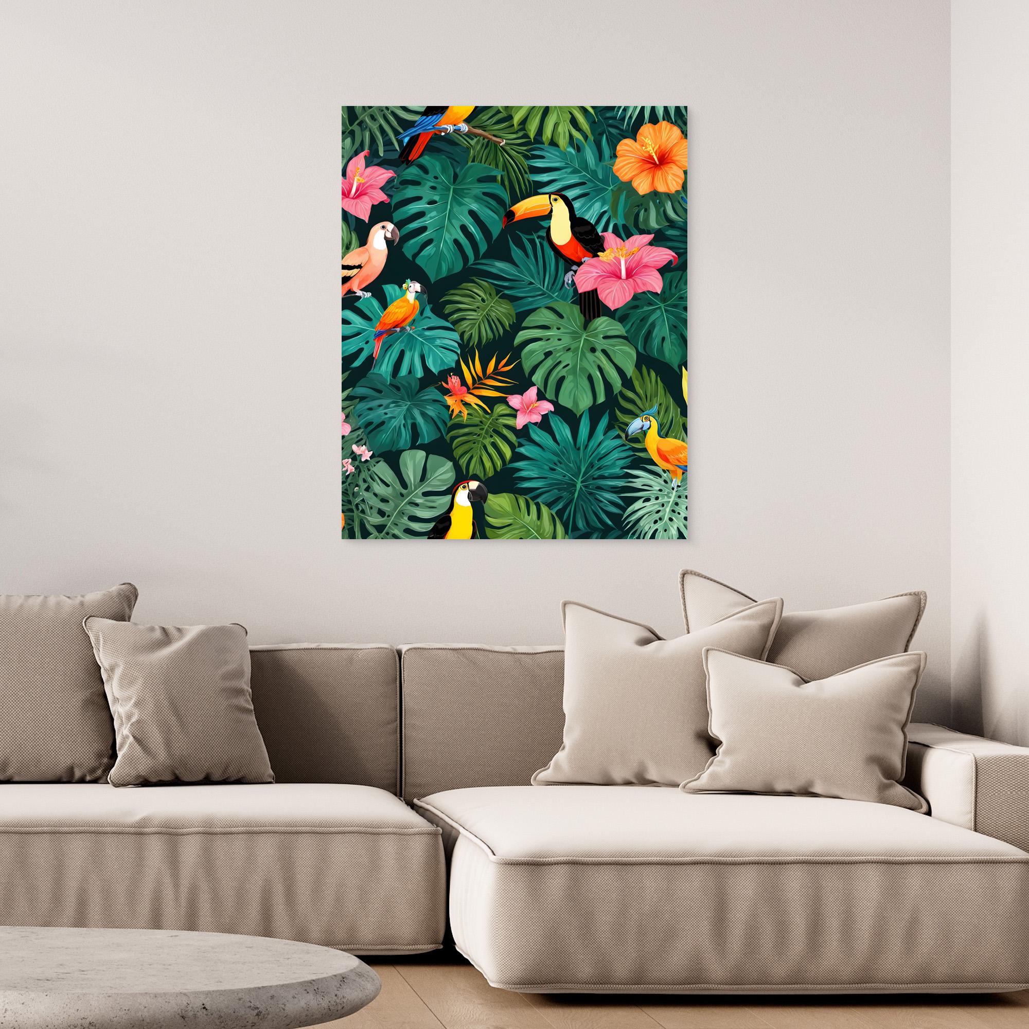Tropical Paradise Jungle Canvas Print - Vibrant Nature Wall Art by Kintsugi99 - Perfect for Living Room, Bedroom & Office Decor